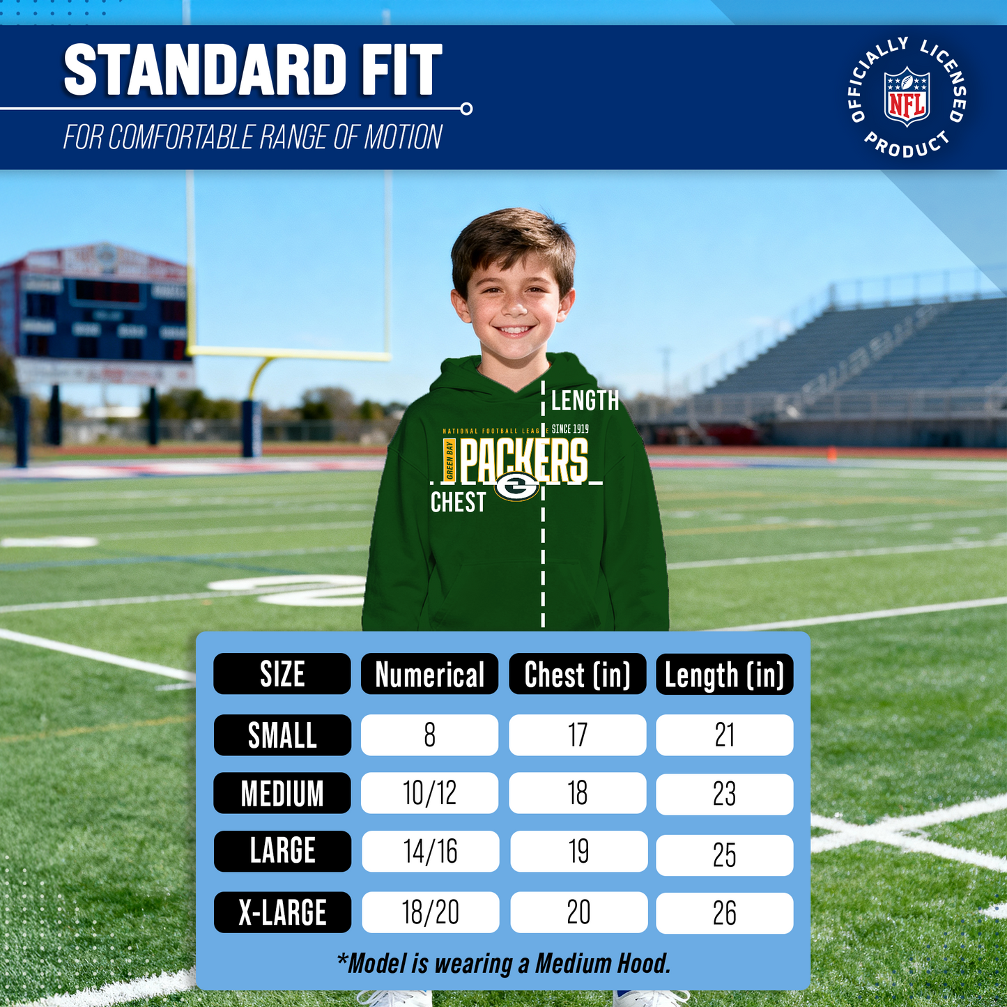 Green Bay Packers NFL Youth Modern Endzone Football Fleece Hooded Sweatshirt - Forest Green