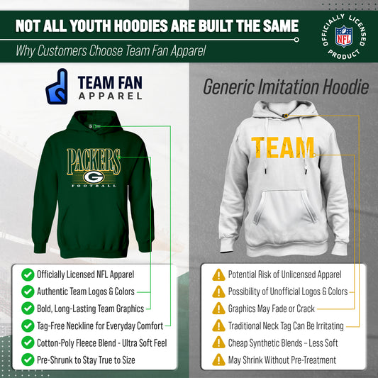 Green Bay Packers NFL Youth Overtime Blueprint Football Fleece Hooded Sweatshirt - Forest Green
