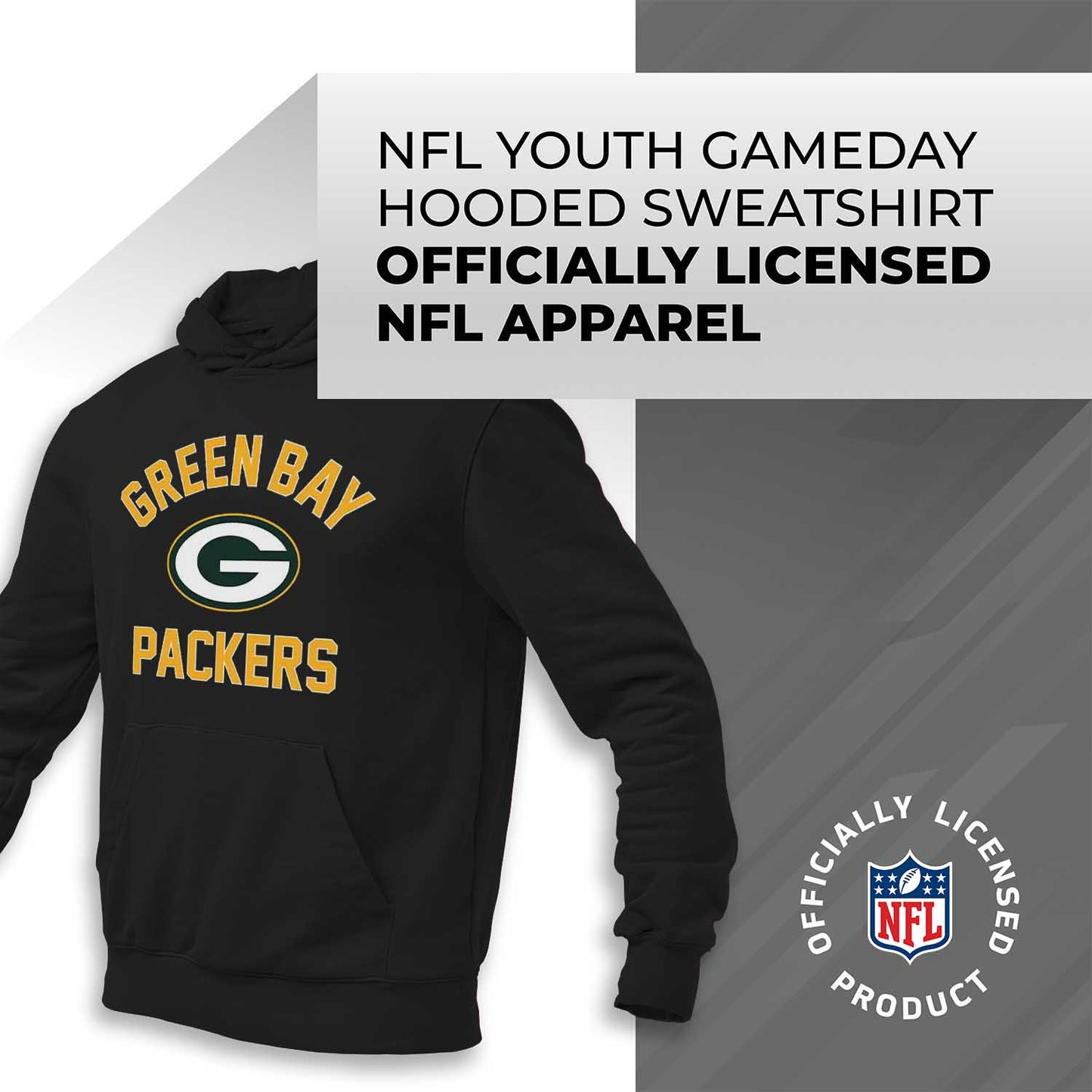 Green Bay Packers NFL Youth Gameday Hooded Sweatshirt - Black