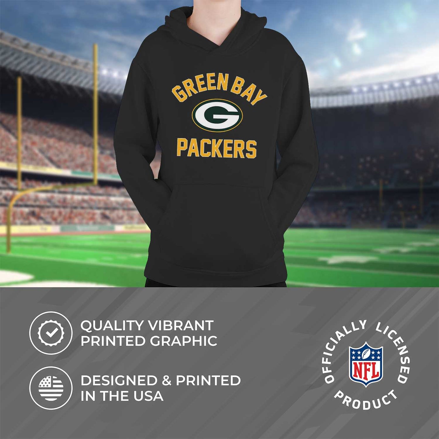 Green Bay Packers NFL Youth Gameday Hooded Sweatshirt - Black