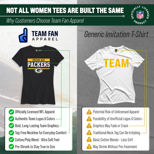 Green Bay Packers NFL Women's Team Block Charcoal Tagless T-Shirt - Charcoal