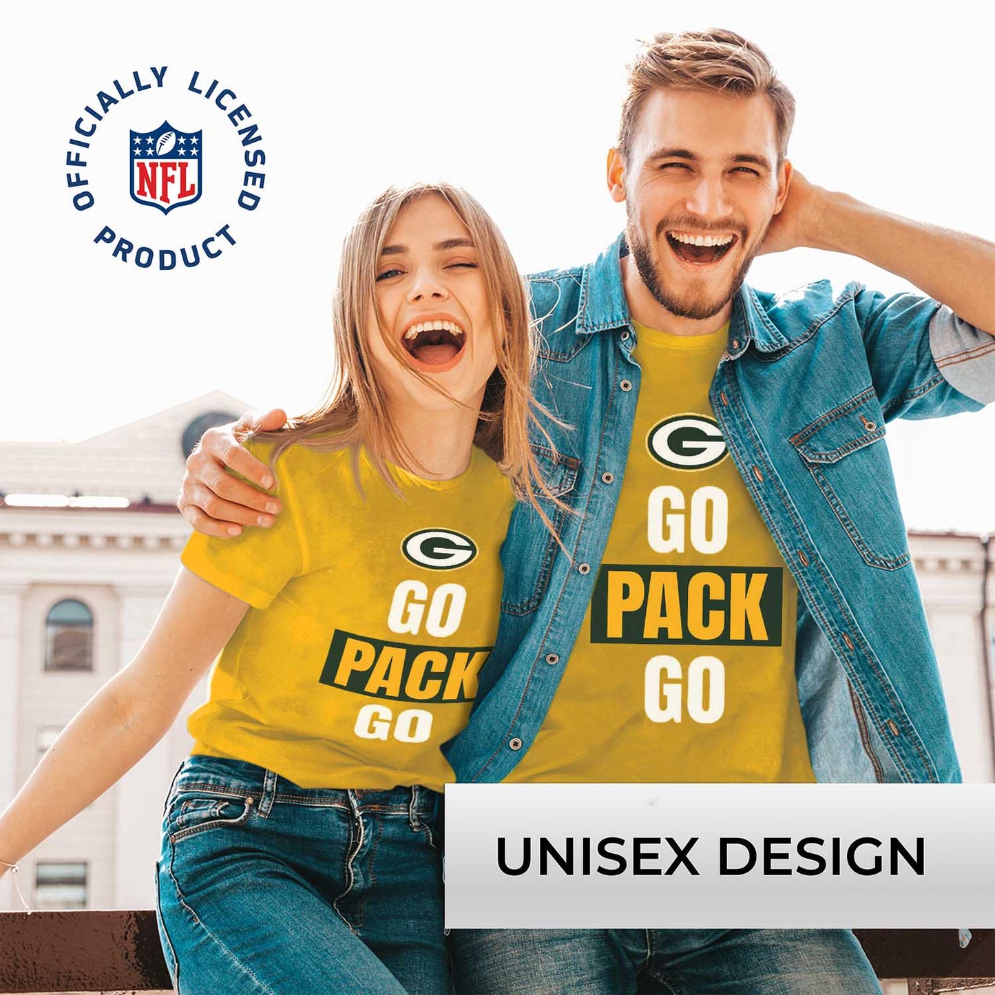 Green Bay Packers NFL Adult Team Slogan Unisex T-Shirt - Gold