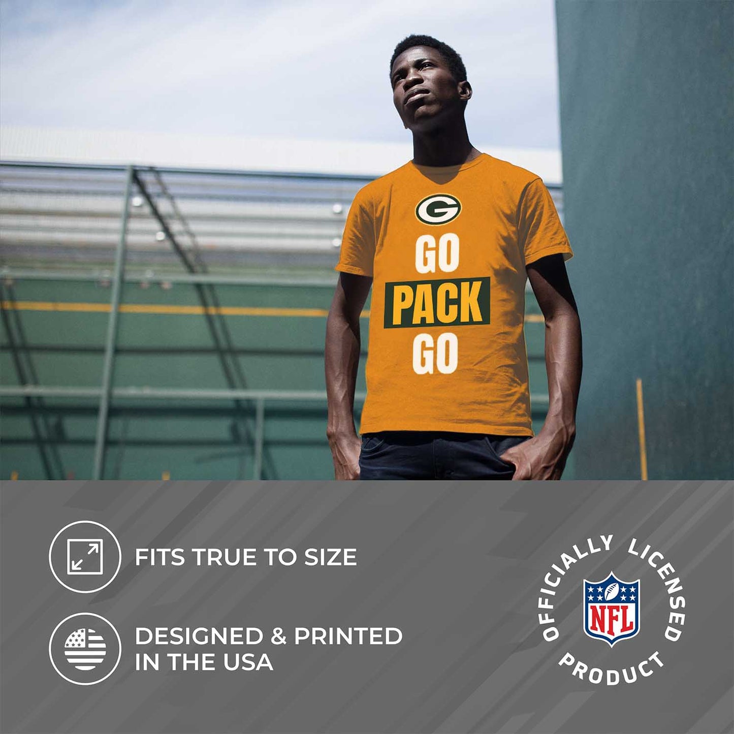 Green Bay Packers NFL Adult Team Slogan Unisex T-Shirt - Gold