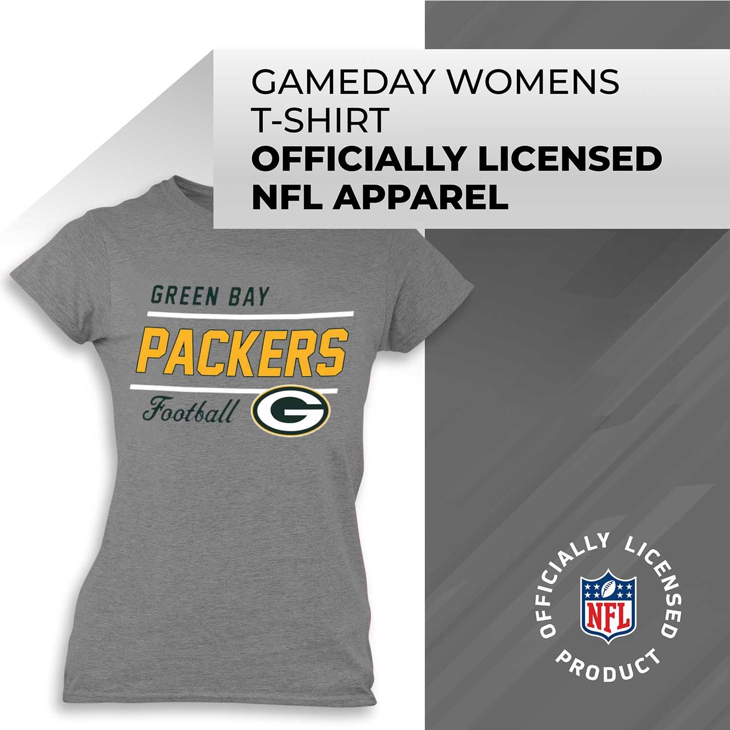 Green Bay Packers NFL Womens Plus Size Relaxed Fit T-Shirt - Gray