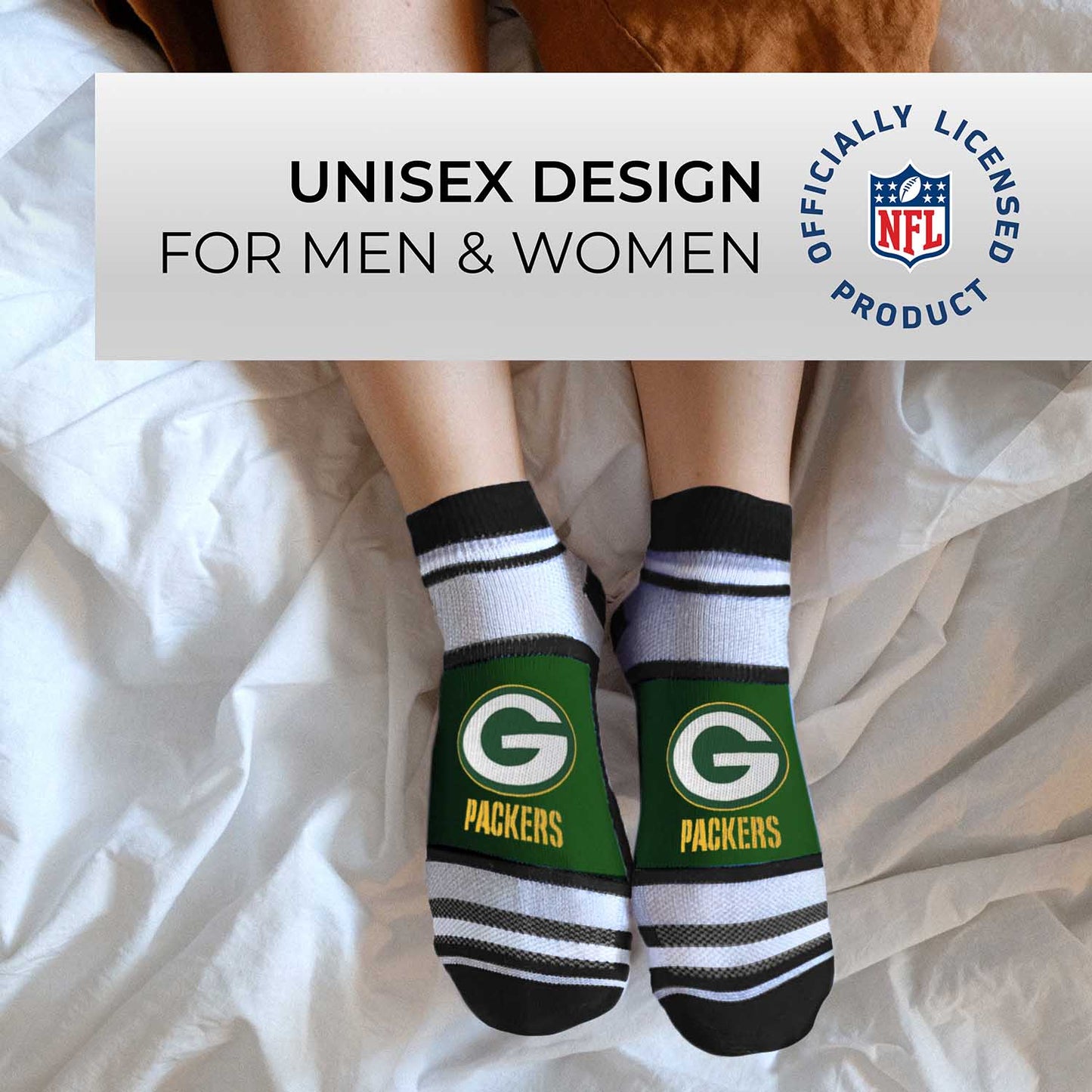 Green Bay Packers Adult Marquis Addition No Show Socks - Green