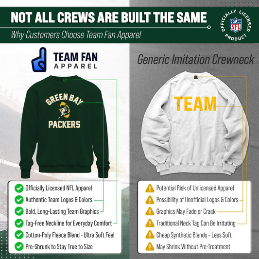 Green Bay Packers NFL Adult Unisex Retro Gameday Ultra Soft Fleece Crewneck Sweatshirt - Forest Green