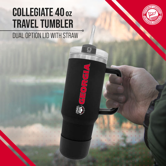 Georgia Bulldogs College & University 40 oz Travel Tumbler With Handle - Black