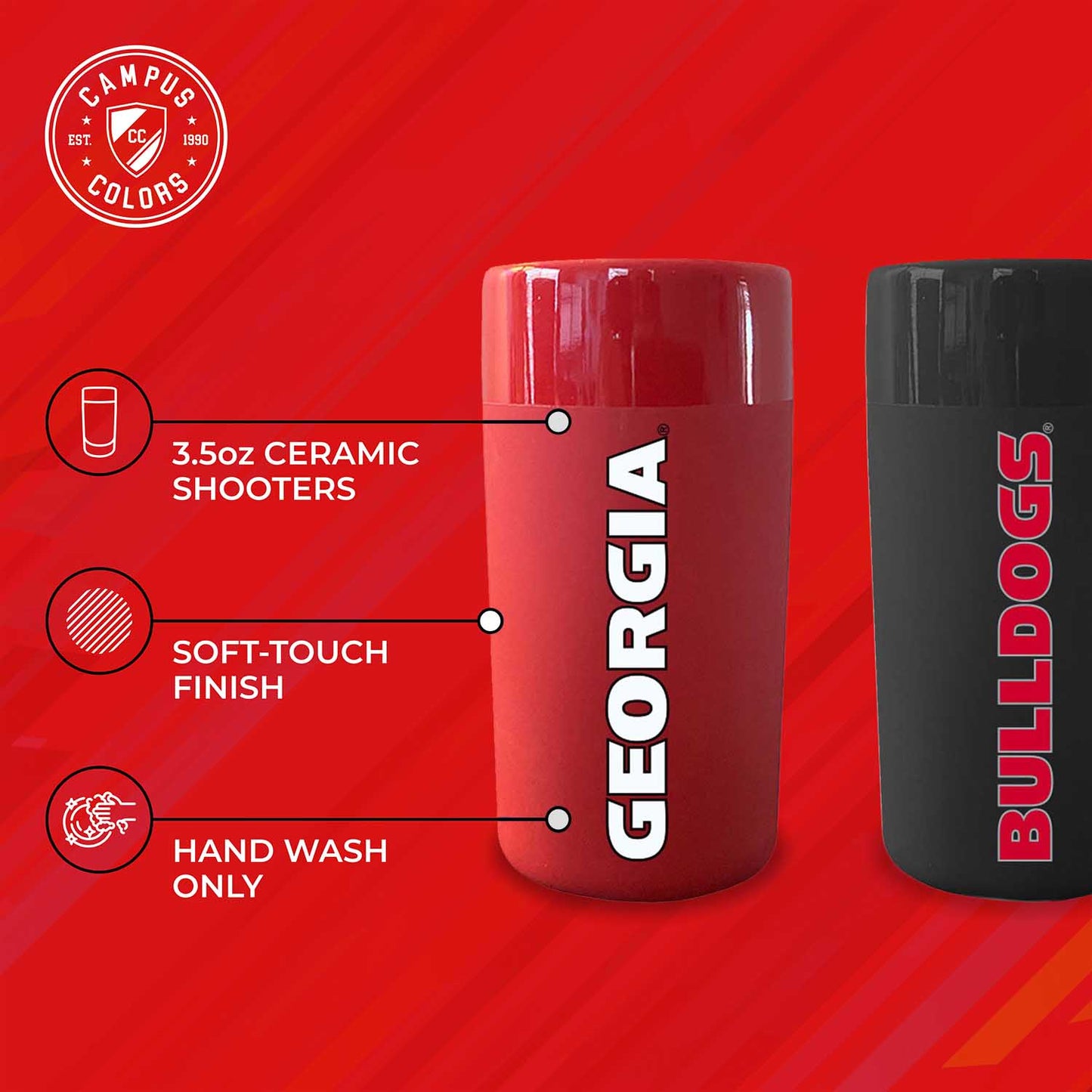 Georgia Bulldogs College and University 2-Pack Shot Glasses - Team Color