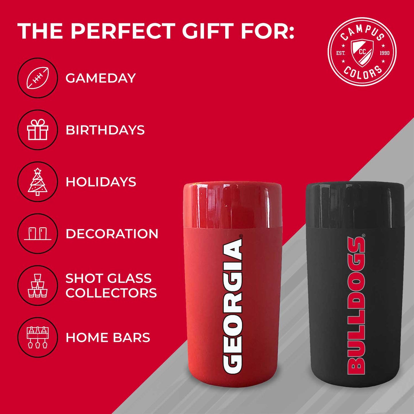Georgia Bulldogs College and University 2-Pack Shot Glasses - Team Color