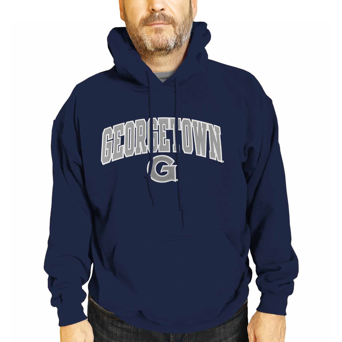 Georgetown Hoyas NCAA Adult Tackle Twill Hooded Sweatshirt - Navy