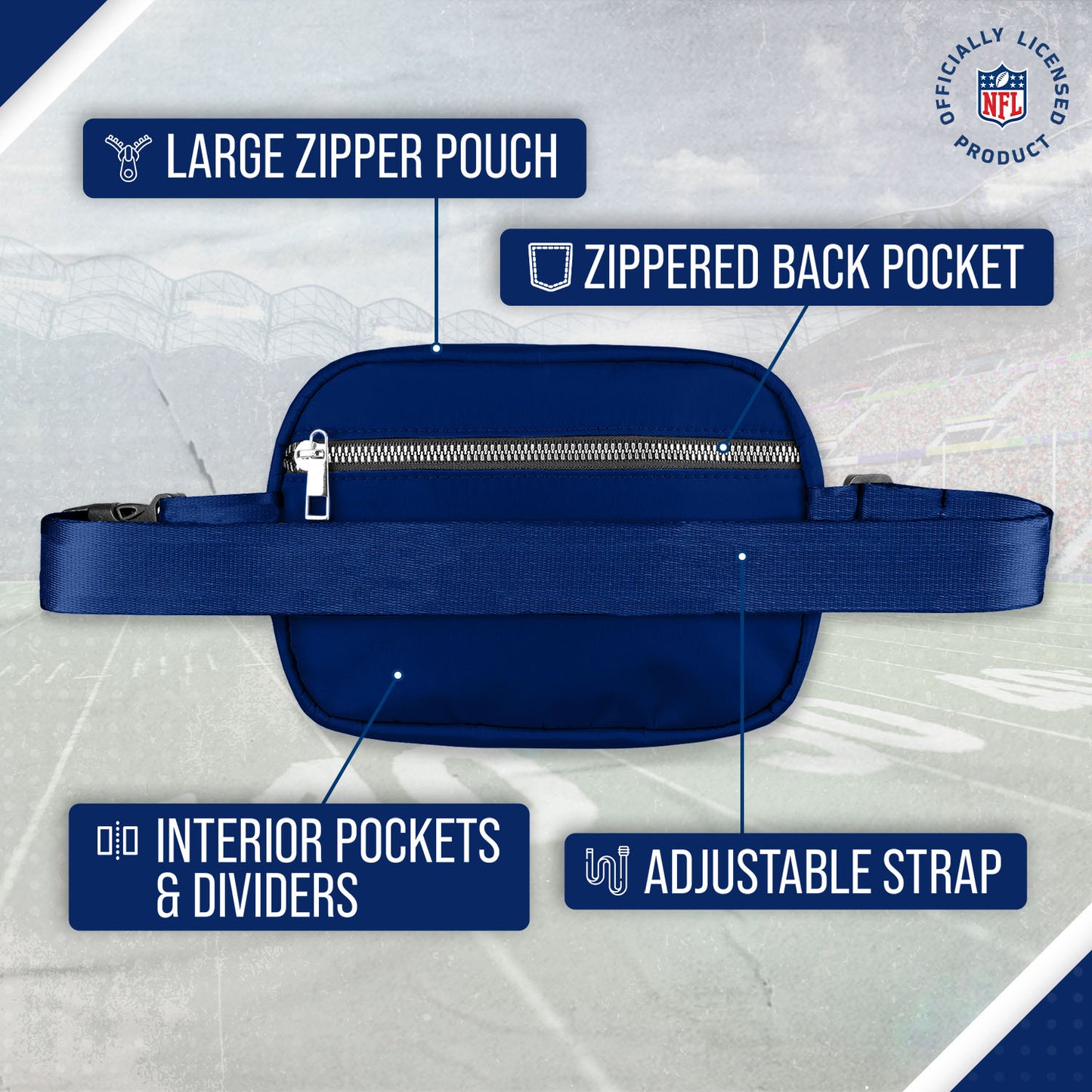 New York Giants NFL Gameday On The Move Crossbody Belt Bag - Royal