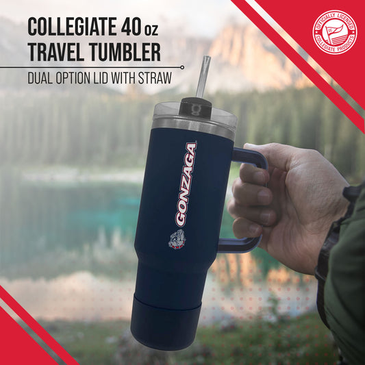 Gonzaga Bulldogs College & University 40 oz Travel Tumbler With Handle - Navy