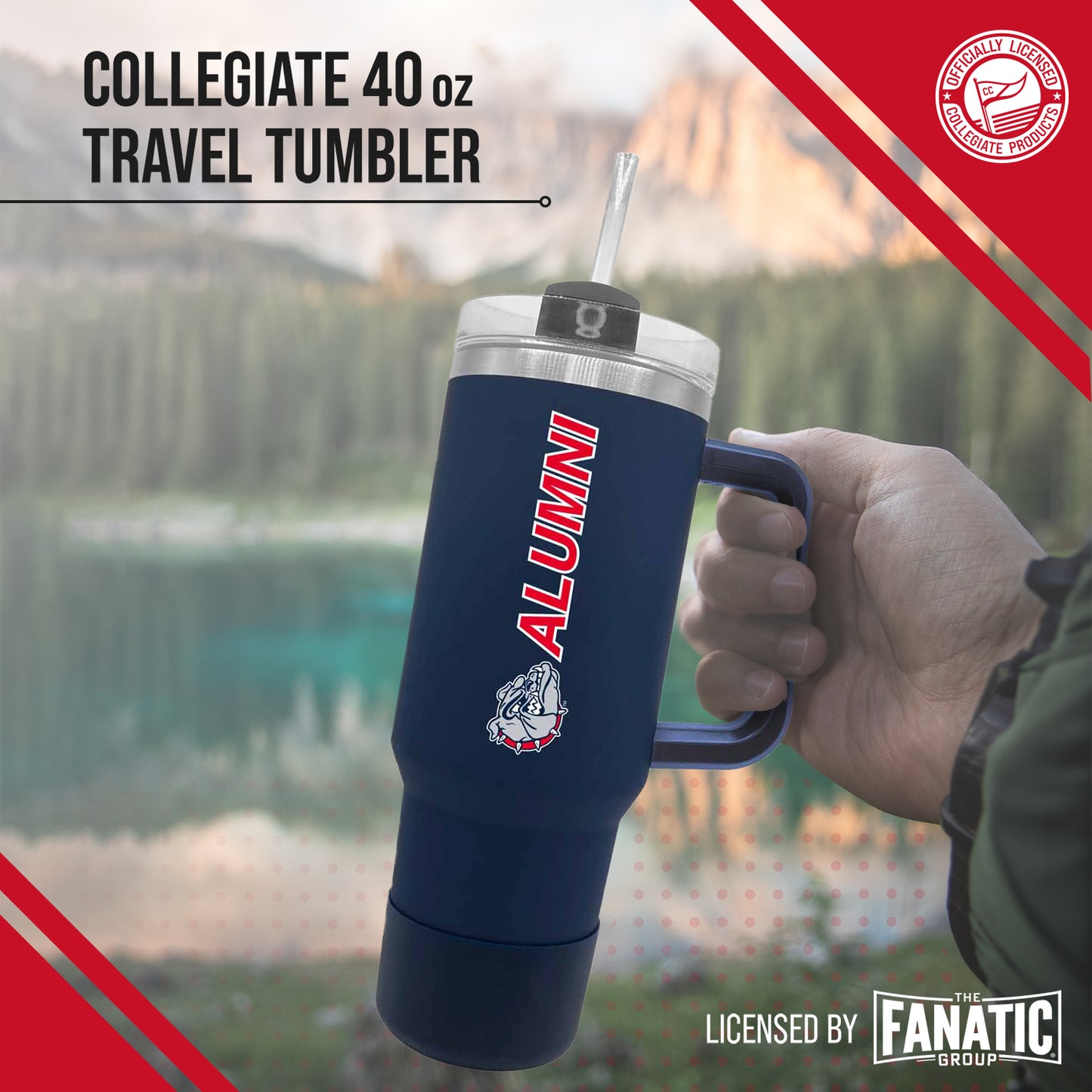 Gonzaga Bulldogs Collegiate 40oz Stainless Steel Travel Tumbler with Handle for Alumni - Navy