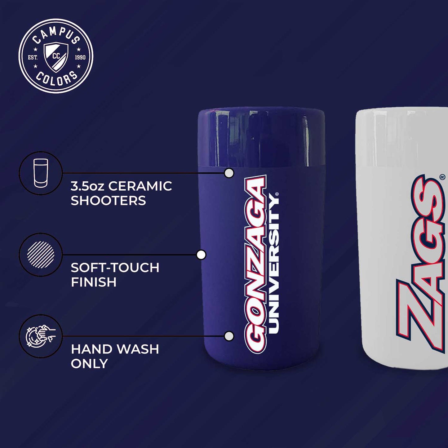 Gonzaga Bulldogs College and University 2-Pack Shot Glasses - Team Color