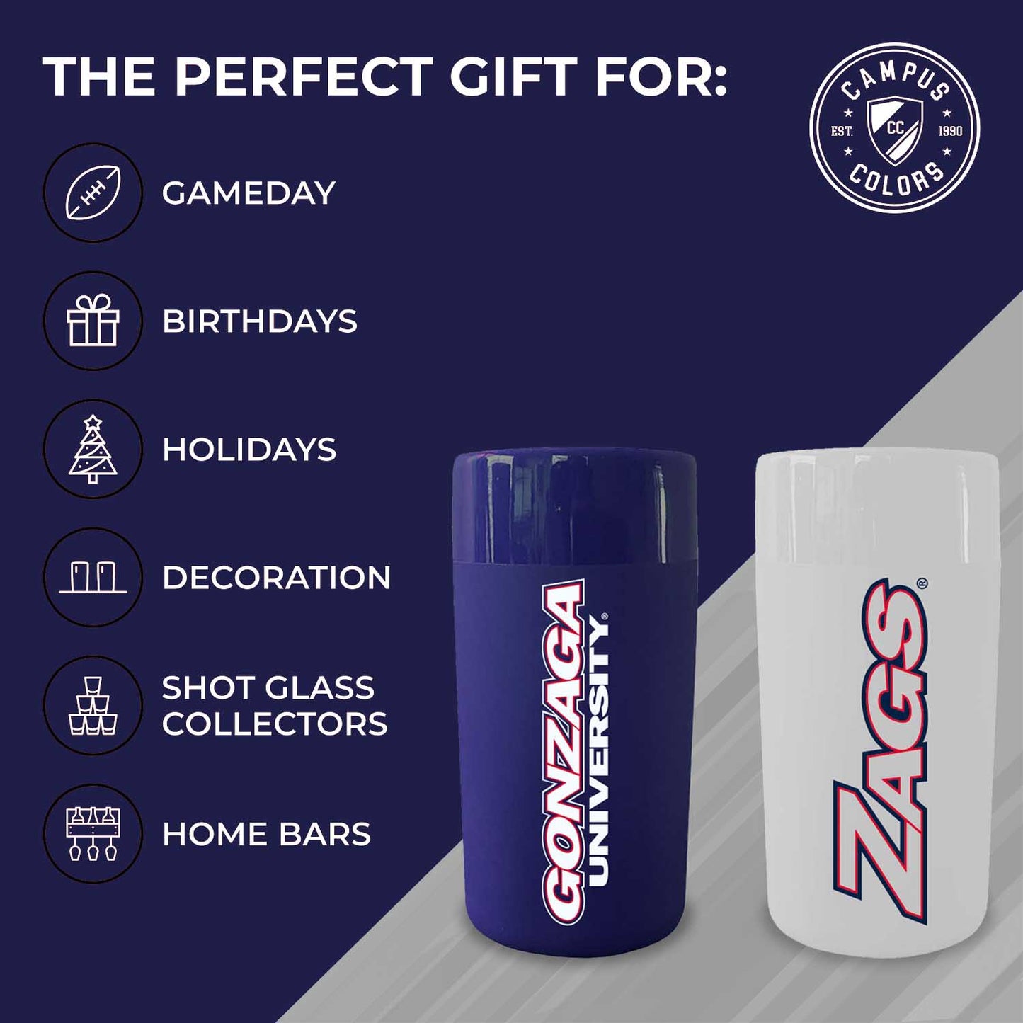Gonzaga Bulldogs College and University 2-Pack Shot Glasses - Team Color