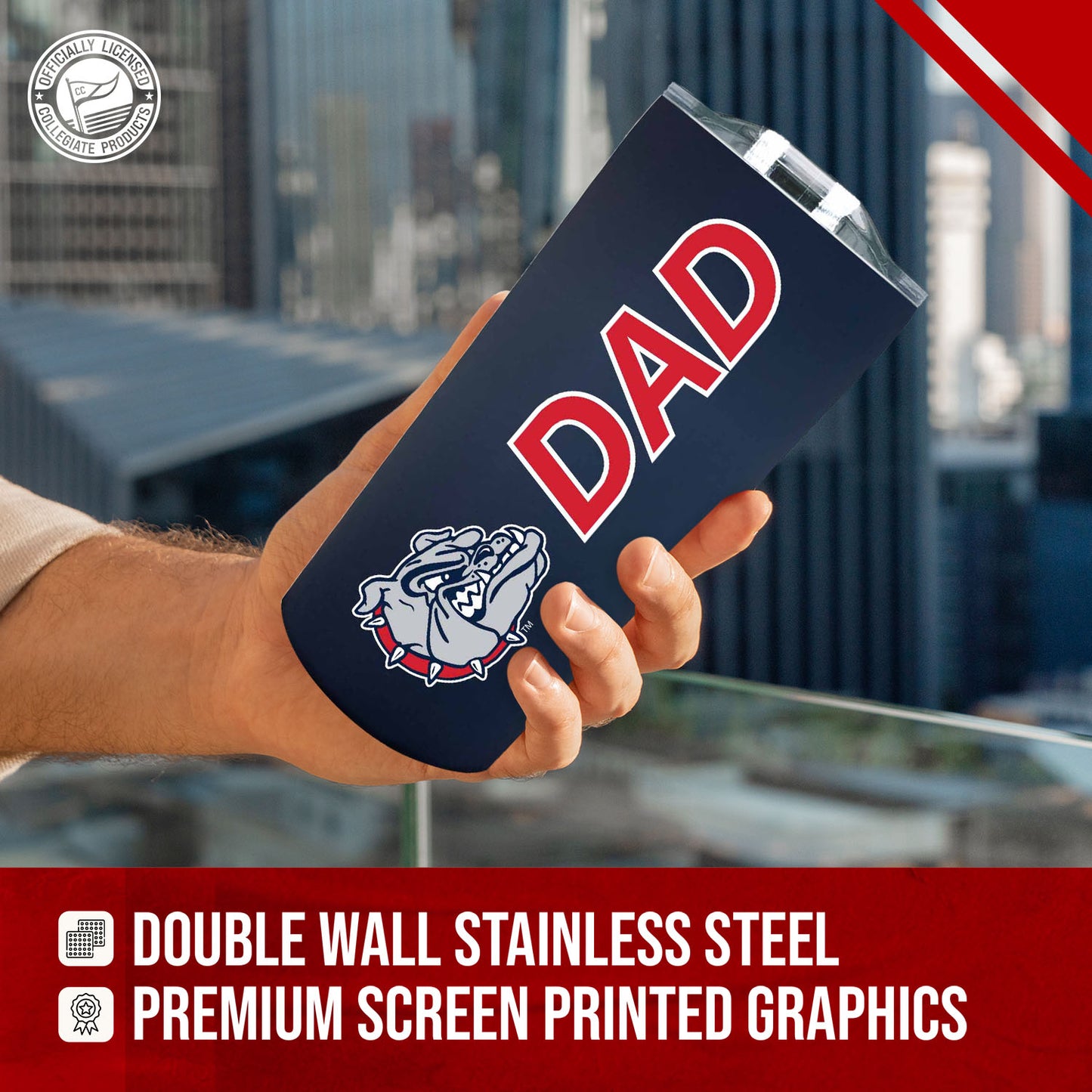 Gonzaga Bulldogs NCAA Stainless Steel Travel Tumbler for Dad - Navy
