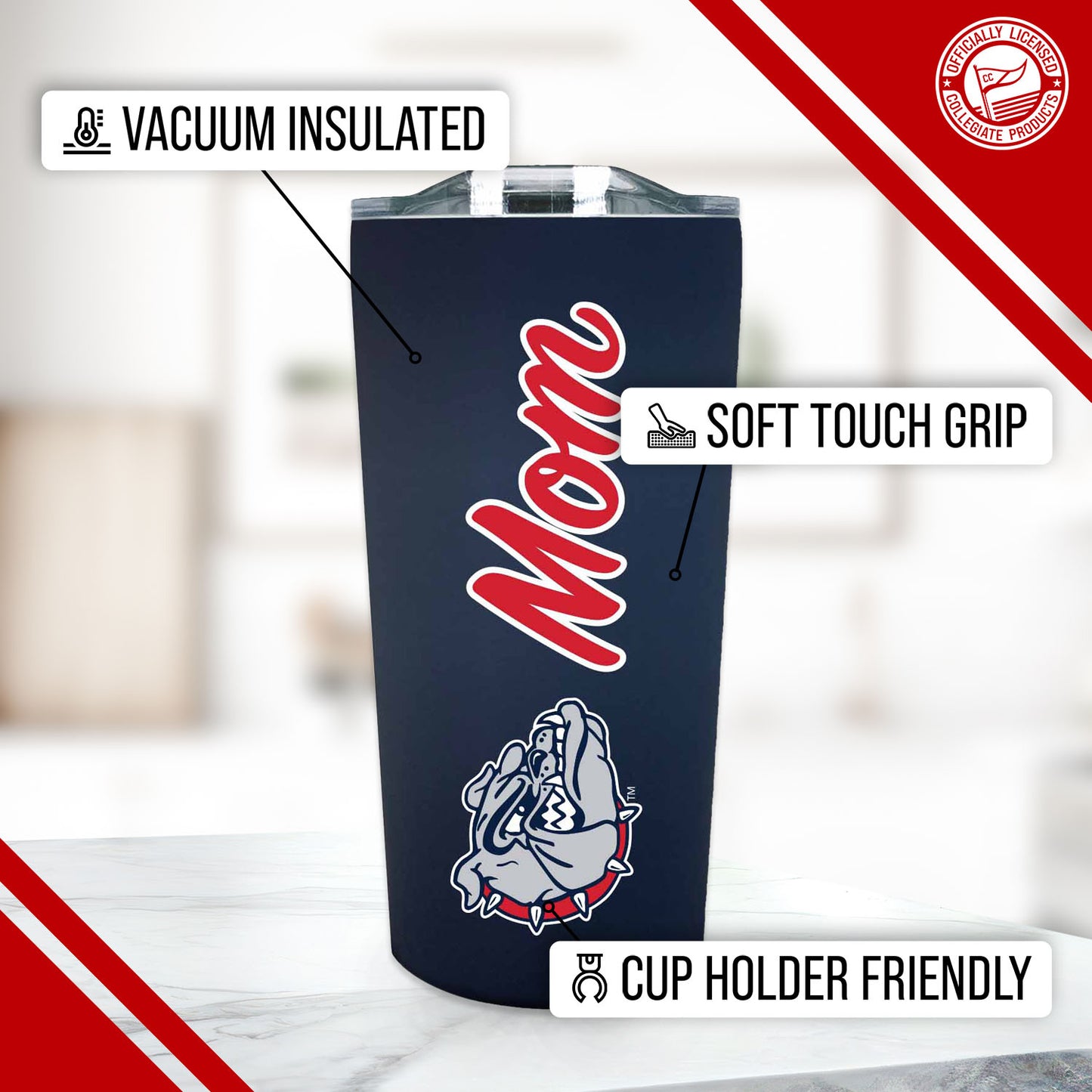 Gonzaga Bulldogs NCAA Stainless Steel Travel Tumbler for Mom - Navy