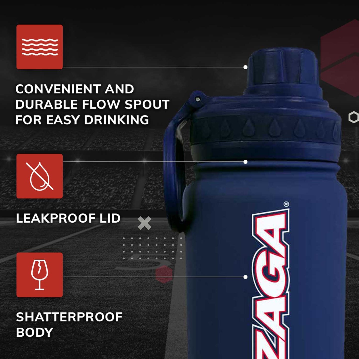 Gonzaga Bulldogs NCAA Stainless Steel Water Bottle - Navy
