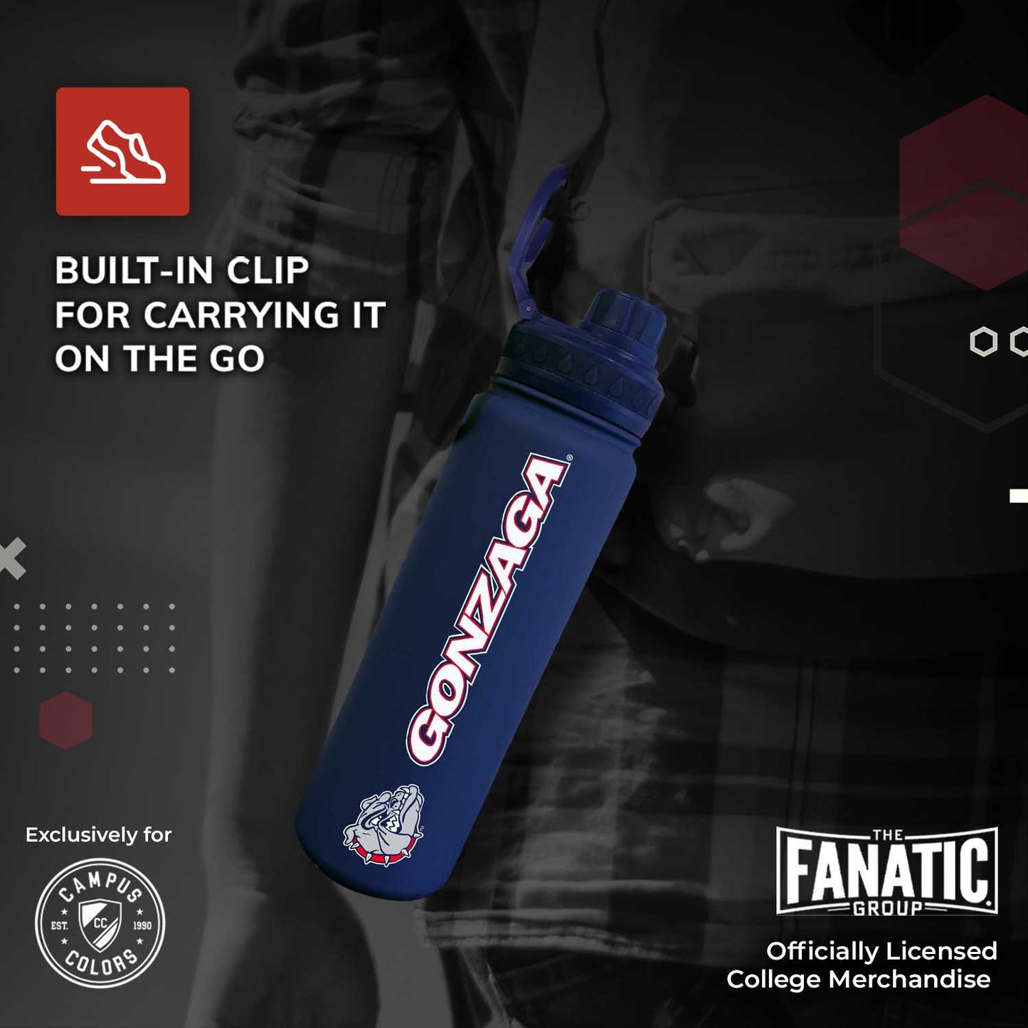 Gonzaga Bulldogs NCAA Stainless Steel Water Bottle - Navy