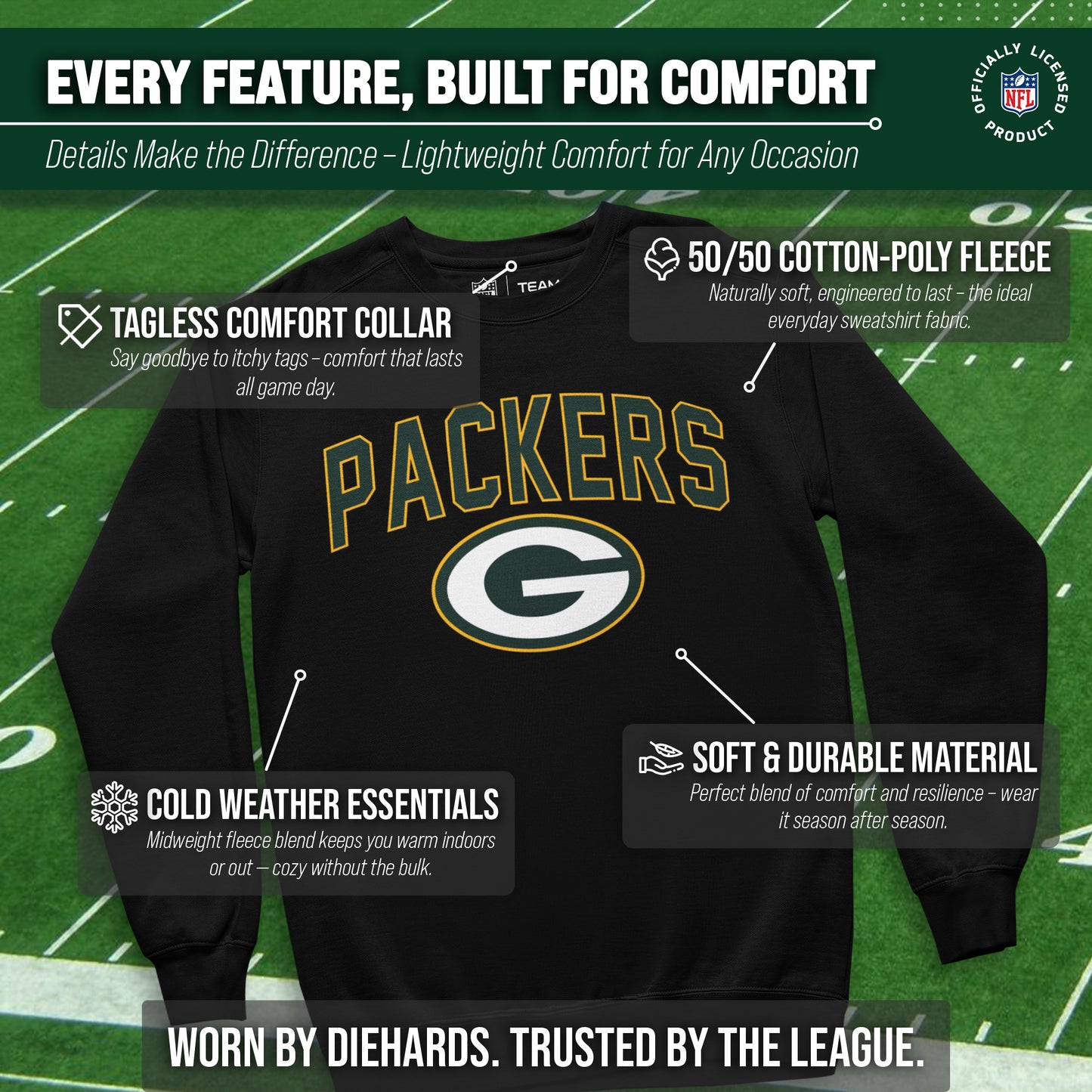 Green Bay Packers NFL Home Team Crew - Black