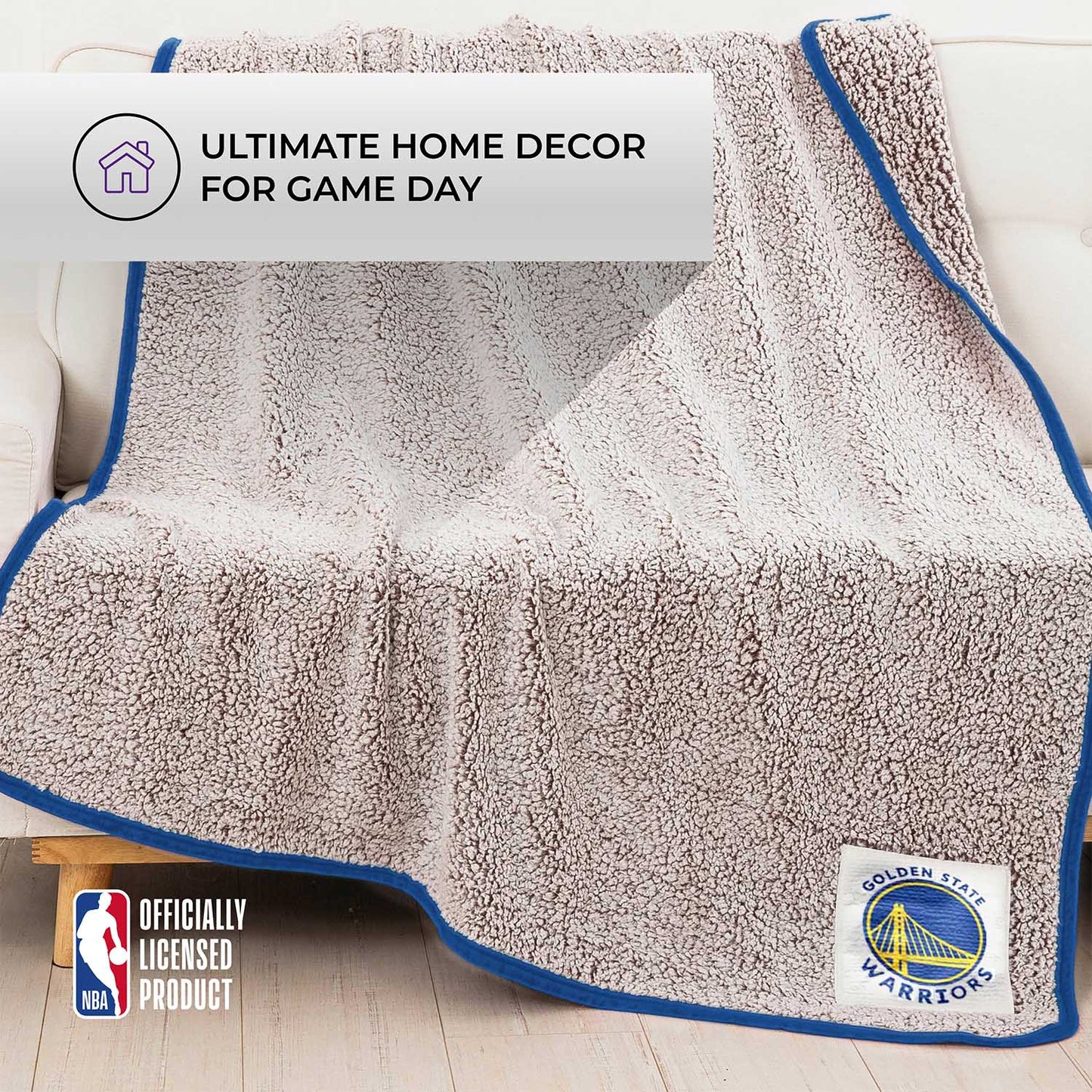 Golden State Warriors NBA Silk Touch Sherpa Throw Blanket - Blue