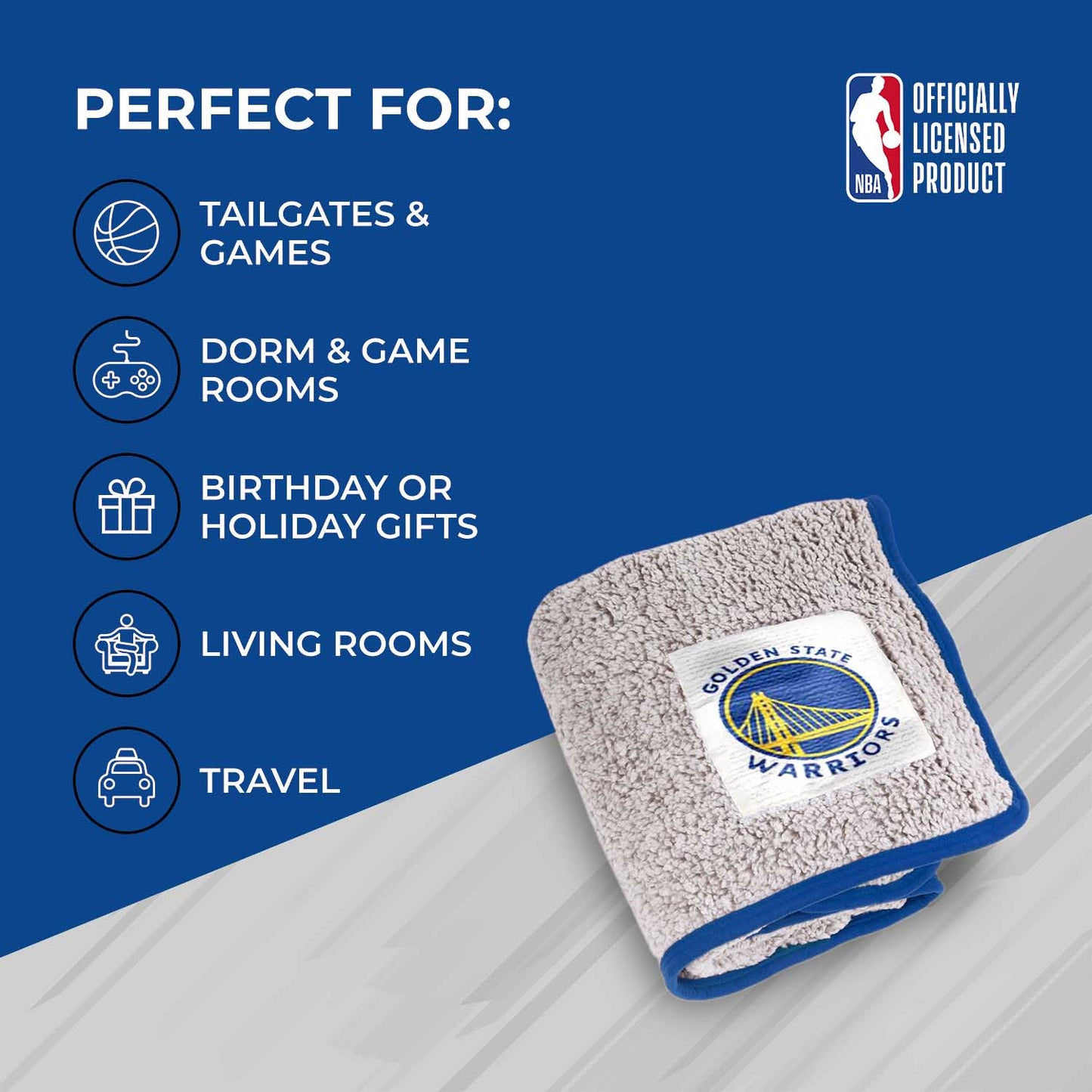 Golden State Warriors NBA Silk Touch Sherpa Throw Blanket - Blue