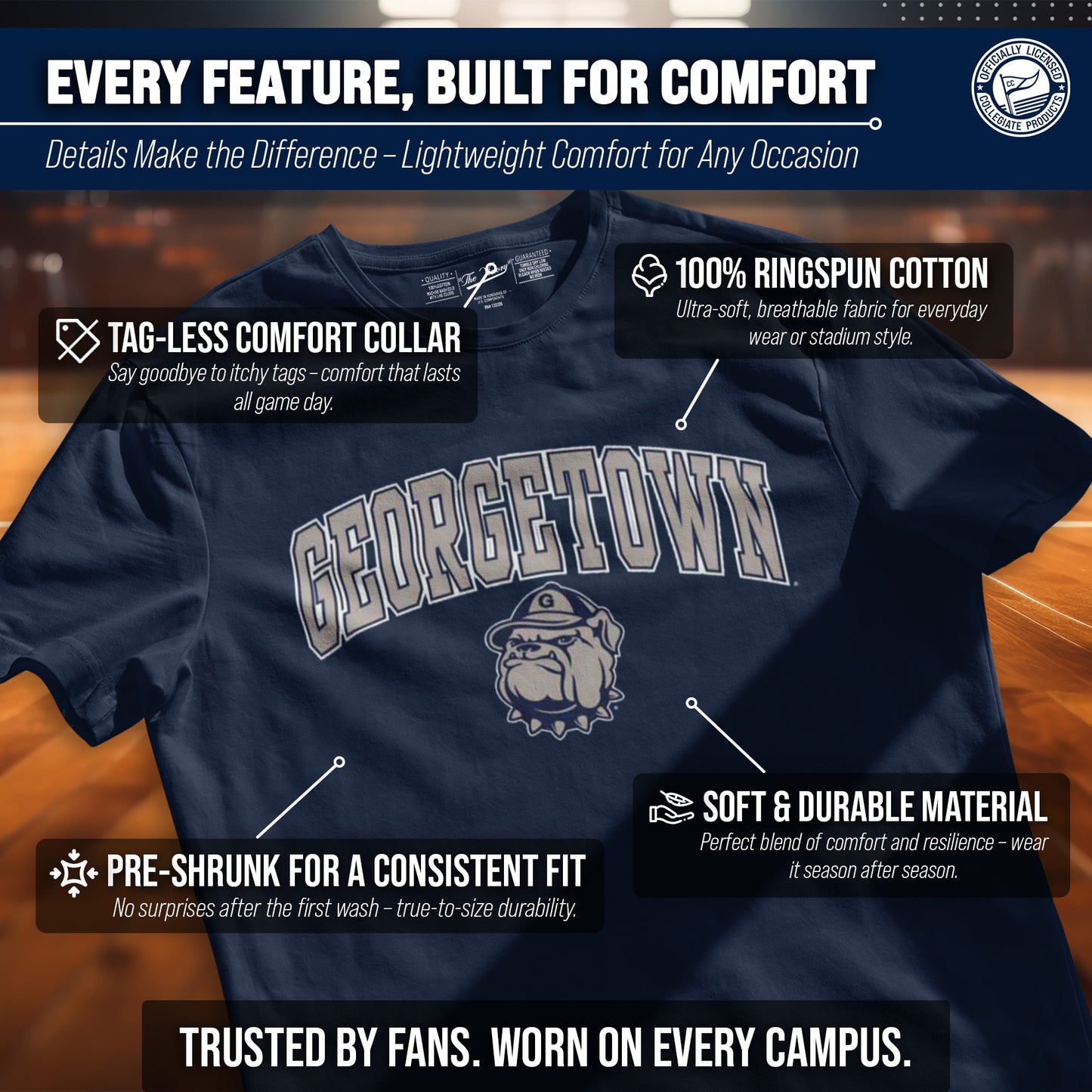 Georgetown Hoyas NCAA Adult Gameday Cotton T-Shirt - Navy