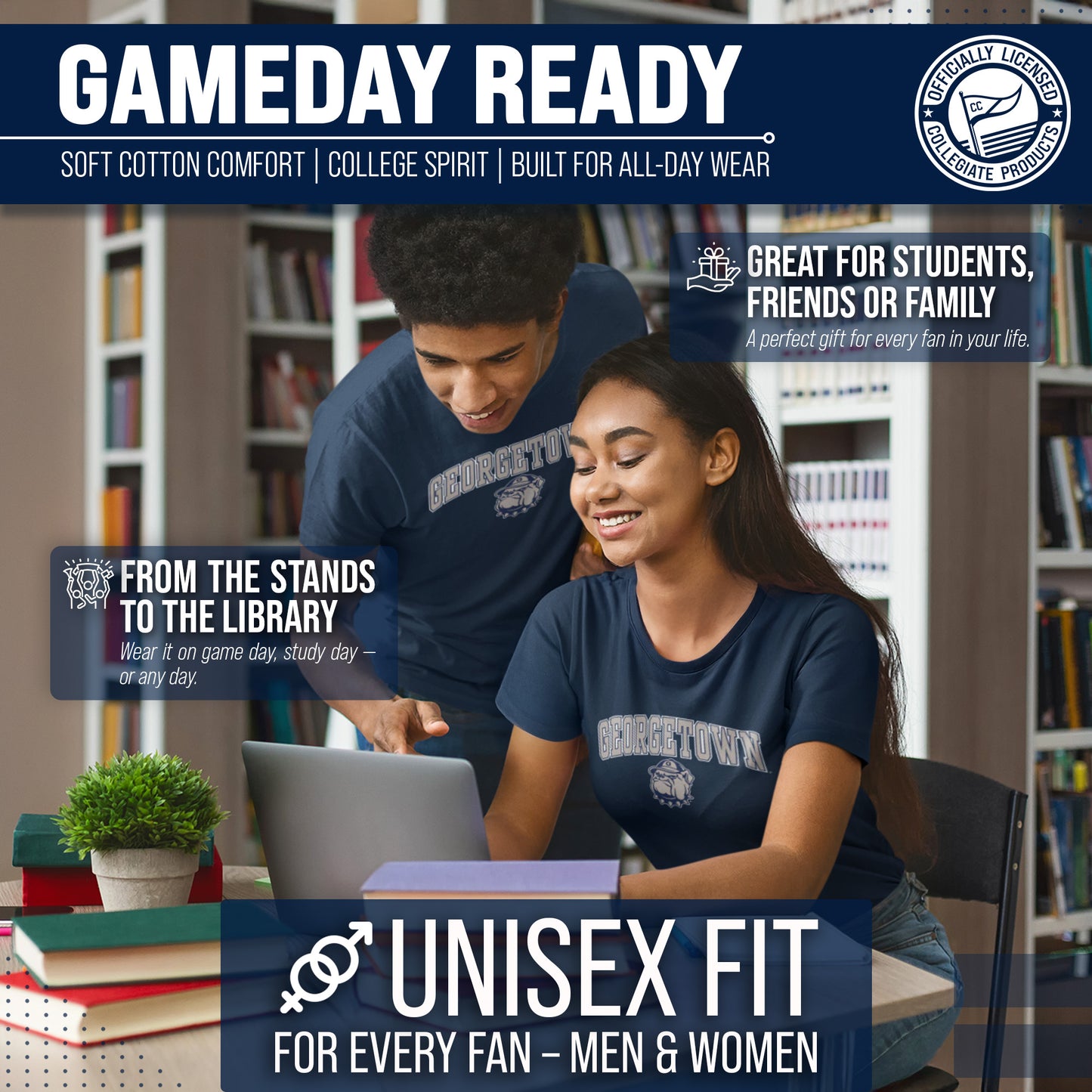Georgetown Hoyas NCAA Adult Gameday Cotton T-Shirt - Navy