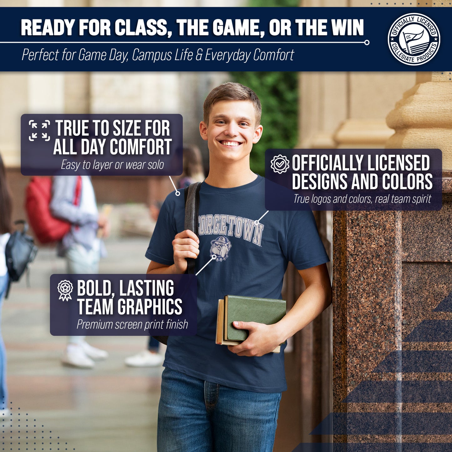 Georgetown Hoyas NCAA Adult Gameday Cotton T-Shirt - Navy