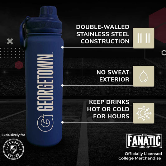 Georgetown Hoyas NCAA Stainless Steel Water Bottle - Navy