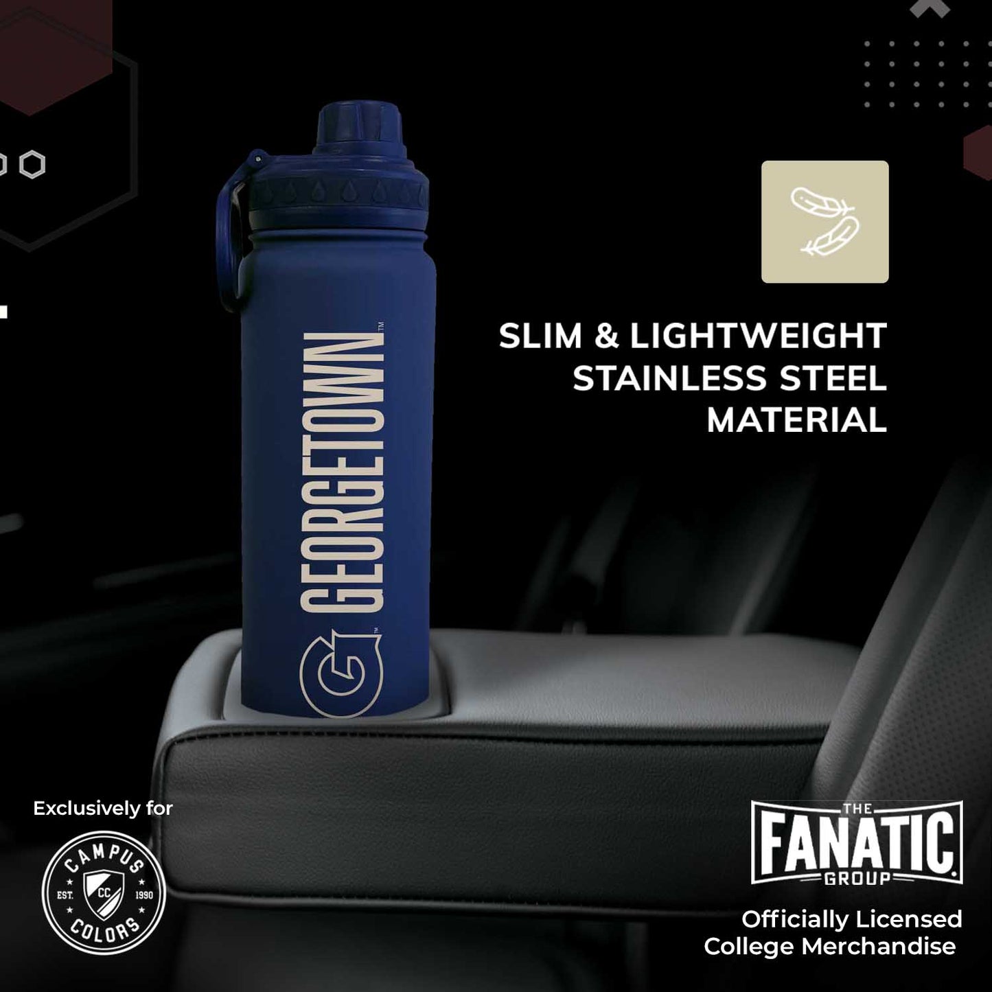 Georgetown Hoyas NCAA Stainless Steel Water Bottle - Navy