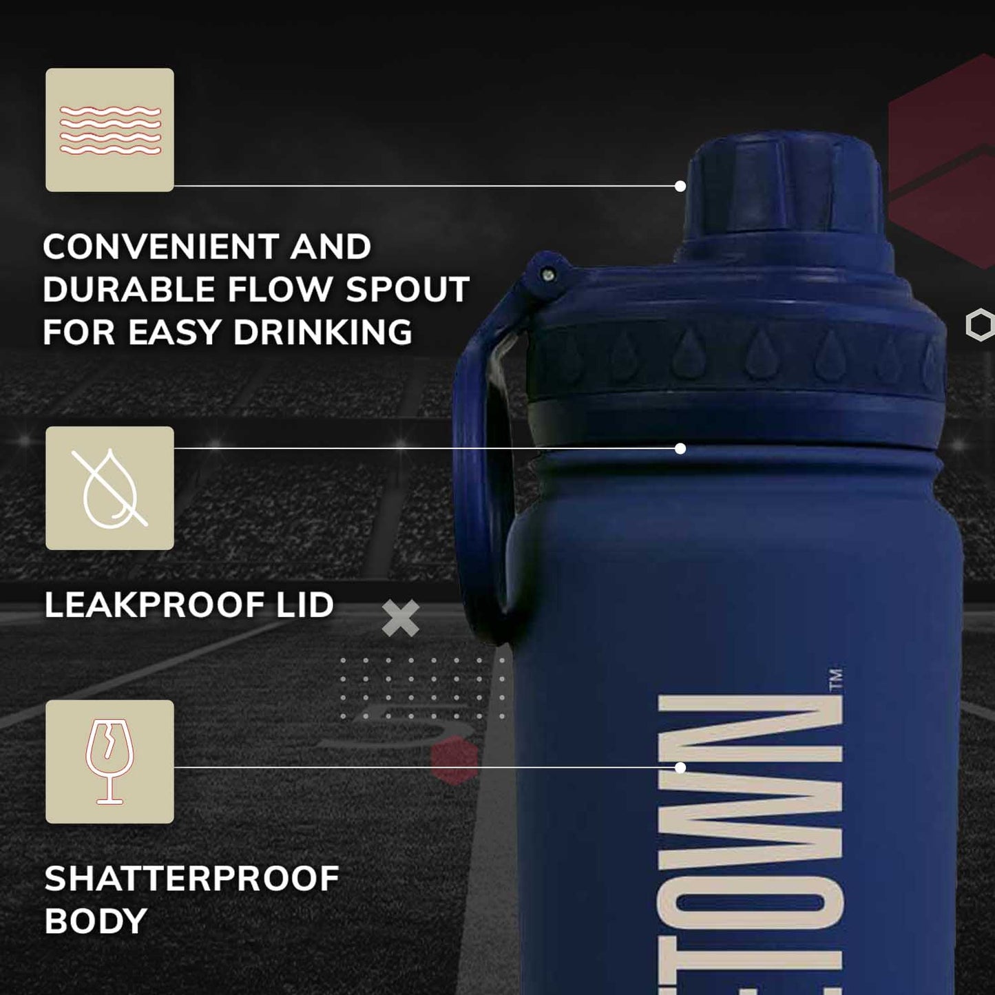 Georgetown Hoyas NCAA Stainless Steel Water Bottle - Navy