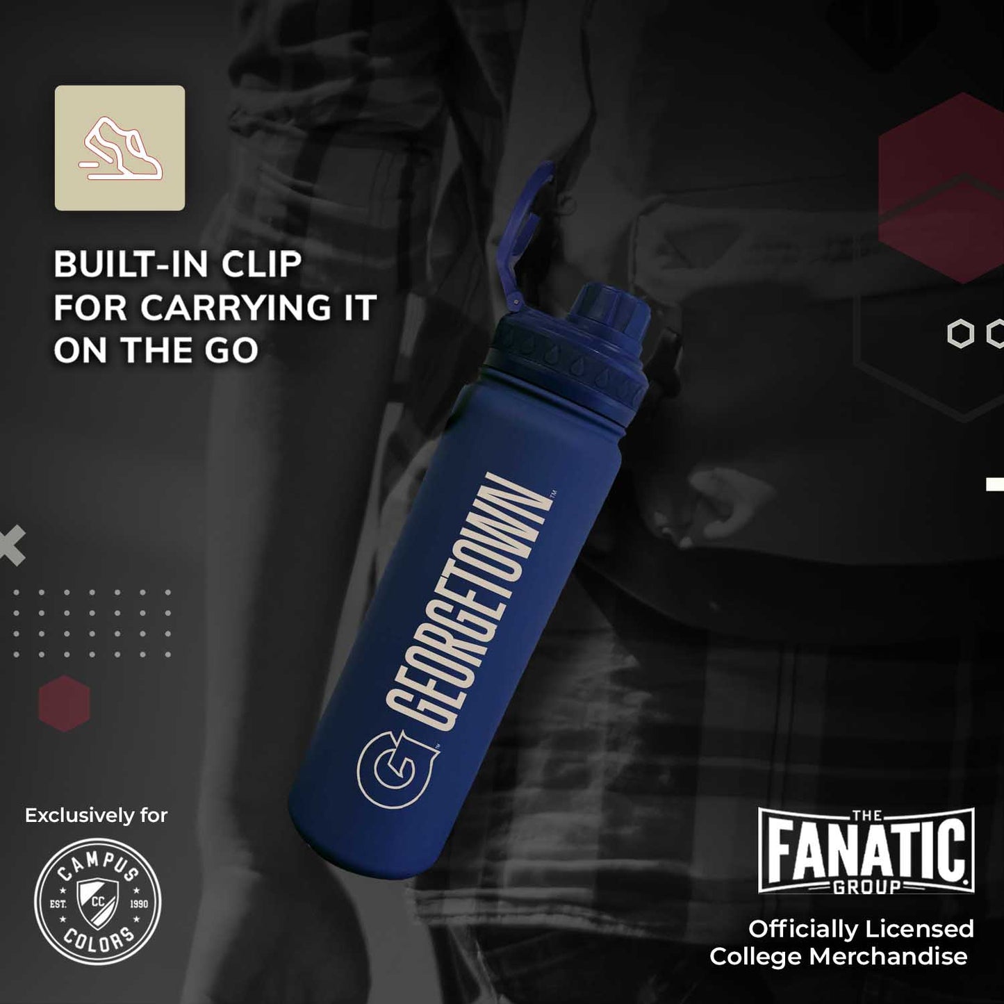 Georgetown Hoyas NCAA Stainless Steel Water Bottle - Navy