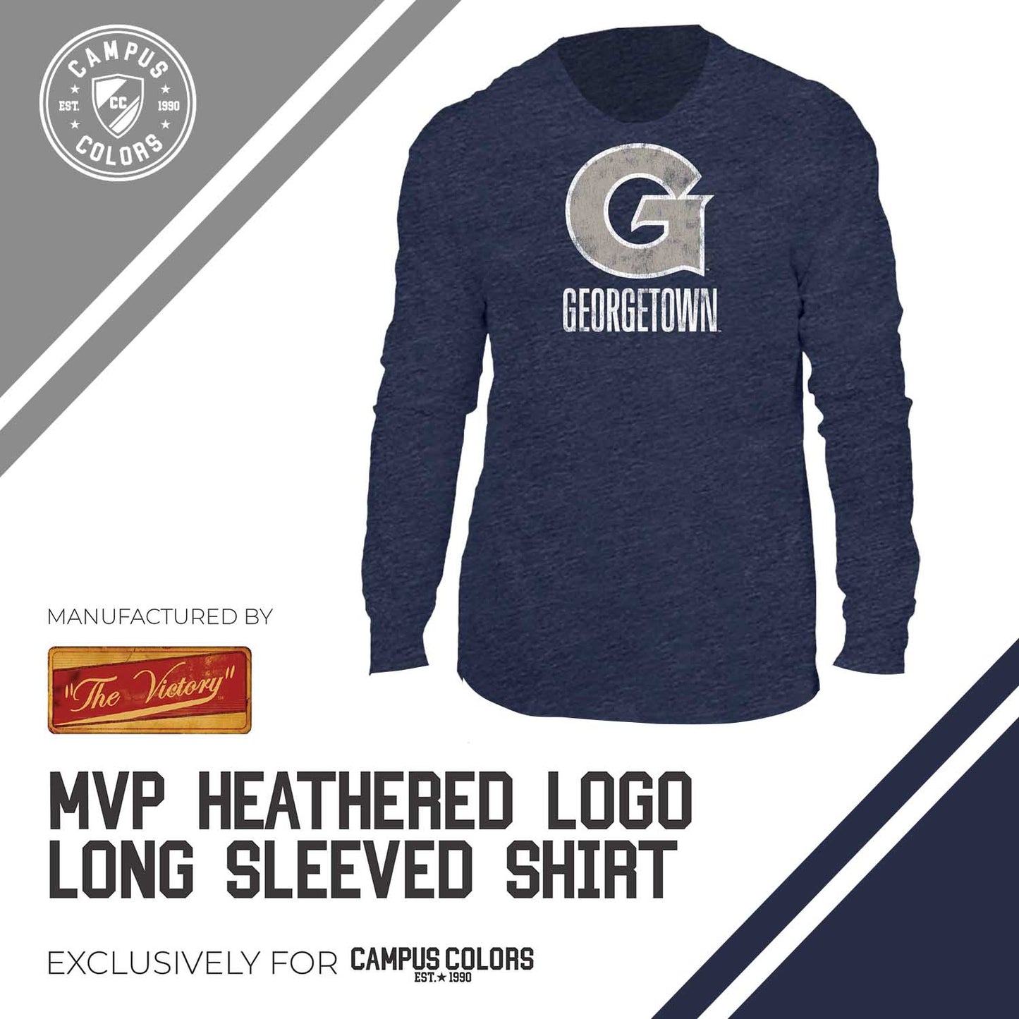 Georgetown Hoyas NCAA MVP Adult Long-Sleeve Shirt - Navy
