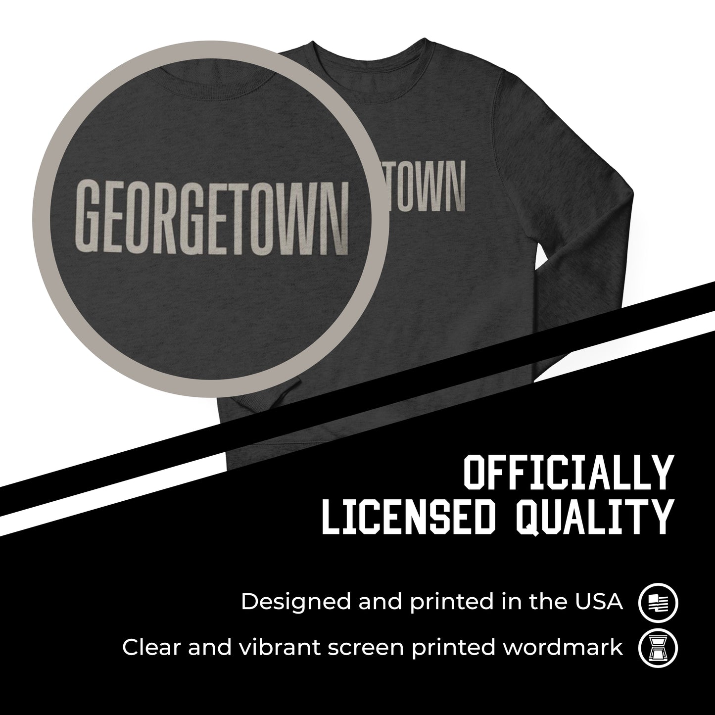 Georgetown Hoyas NCAA Adult Charcoal Crewneck Fleece Sweatshirt - Charcoal