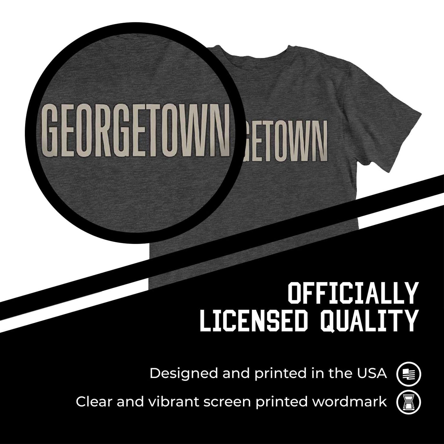 Georgetown Hoyas Campus Colors NCAA Adult Cotton Blend Charcoal Tagless T-Shirt - Charcoal