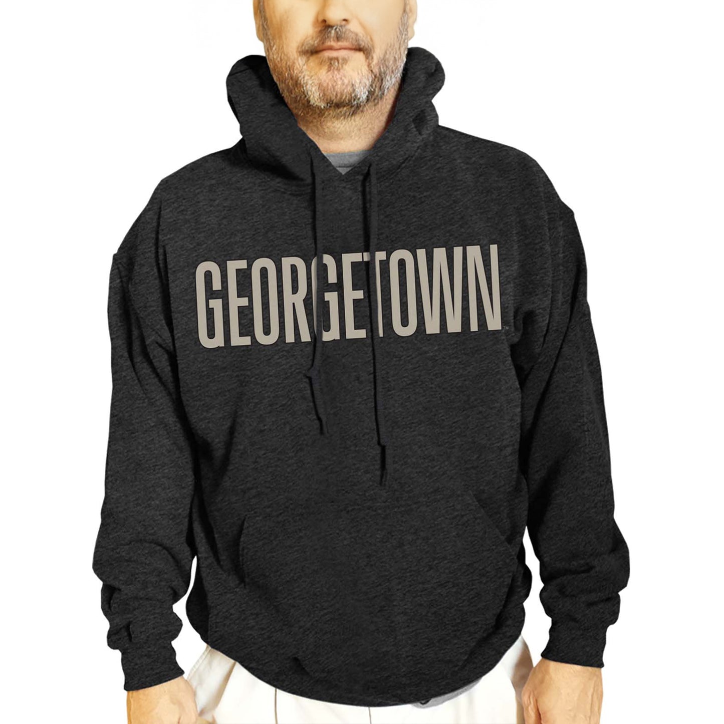 Georgetown Hoyas NCAA Adult Cotton Blend Charcoal Hooded Sweatshirt - Charcoal