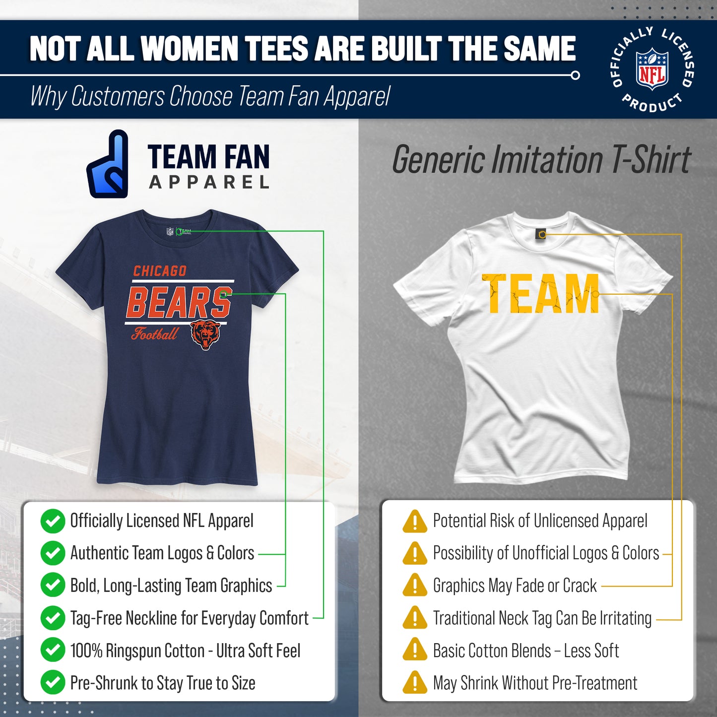 Chicago Bears NFL Gameday Women's Relaxed Fit T-shirt - Navy