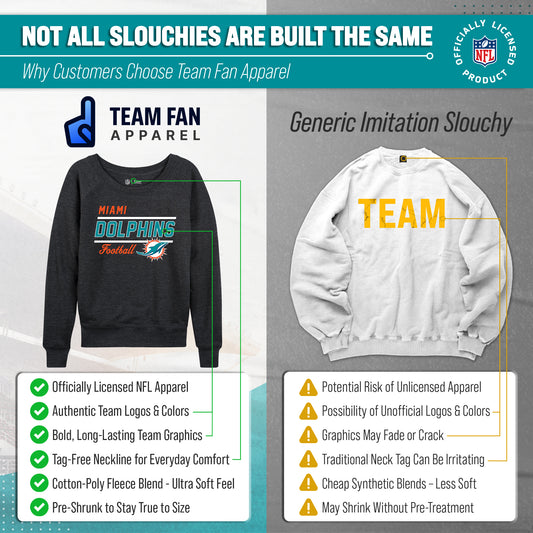 Miami Dolphins NFL Womens Crew Neck Light Weight - Charcoal