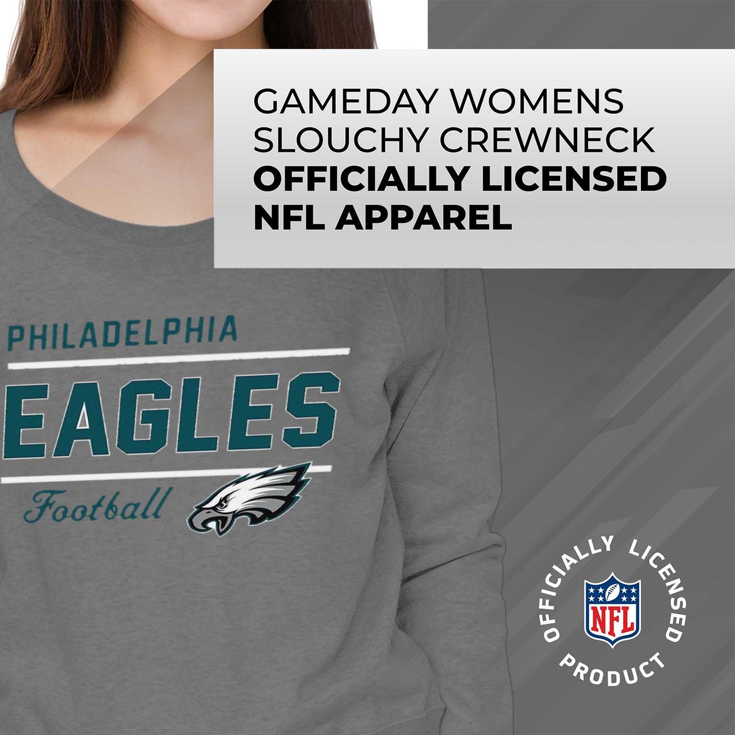 Philadelphia Eagles NFL Womens Crew Neck Light Weight - Sport Gray