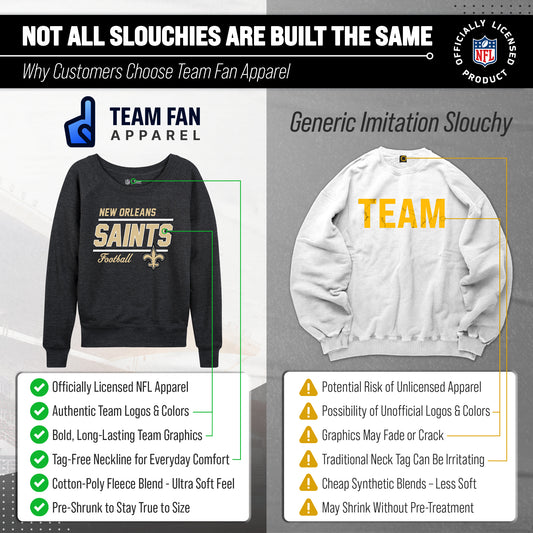 New Orleans Saints NFL Womens Crew Neck Light Weight - Charcoal