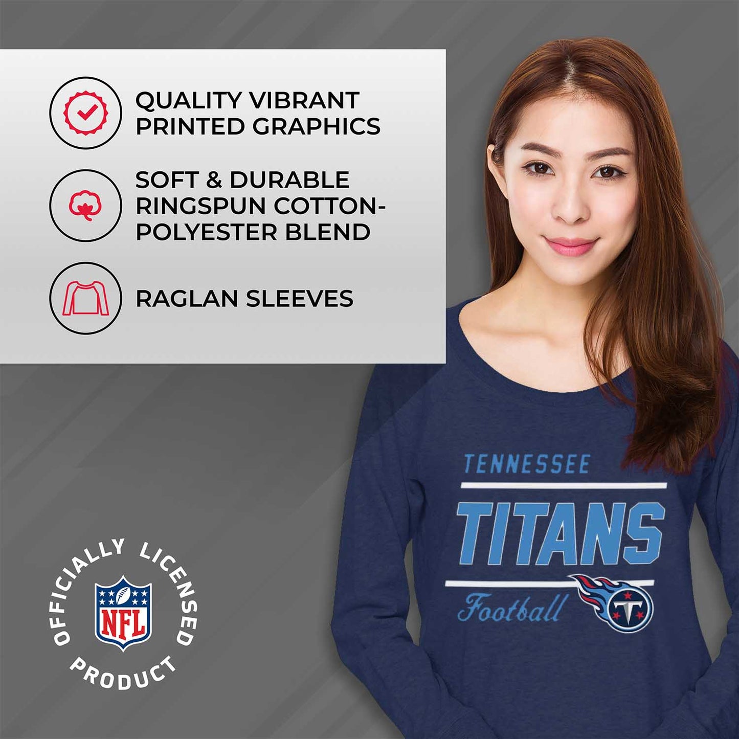 Tennessee Titans NFL Womens Crew Neck Light Weight - Navy