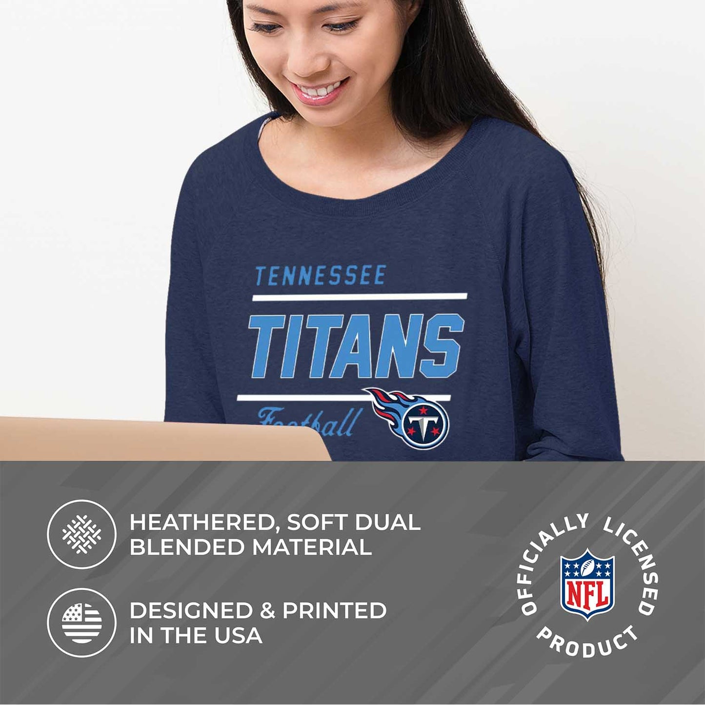 Tennessee Titans NFL Womens Crew Neck Light Weight - Navy