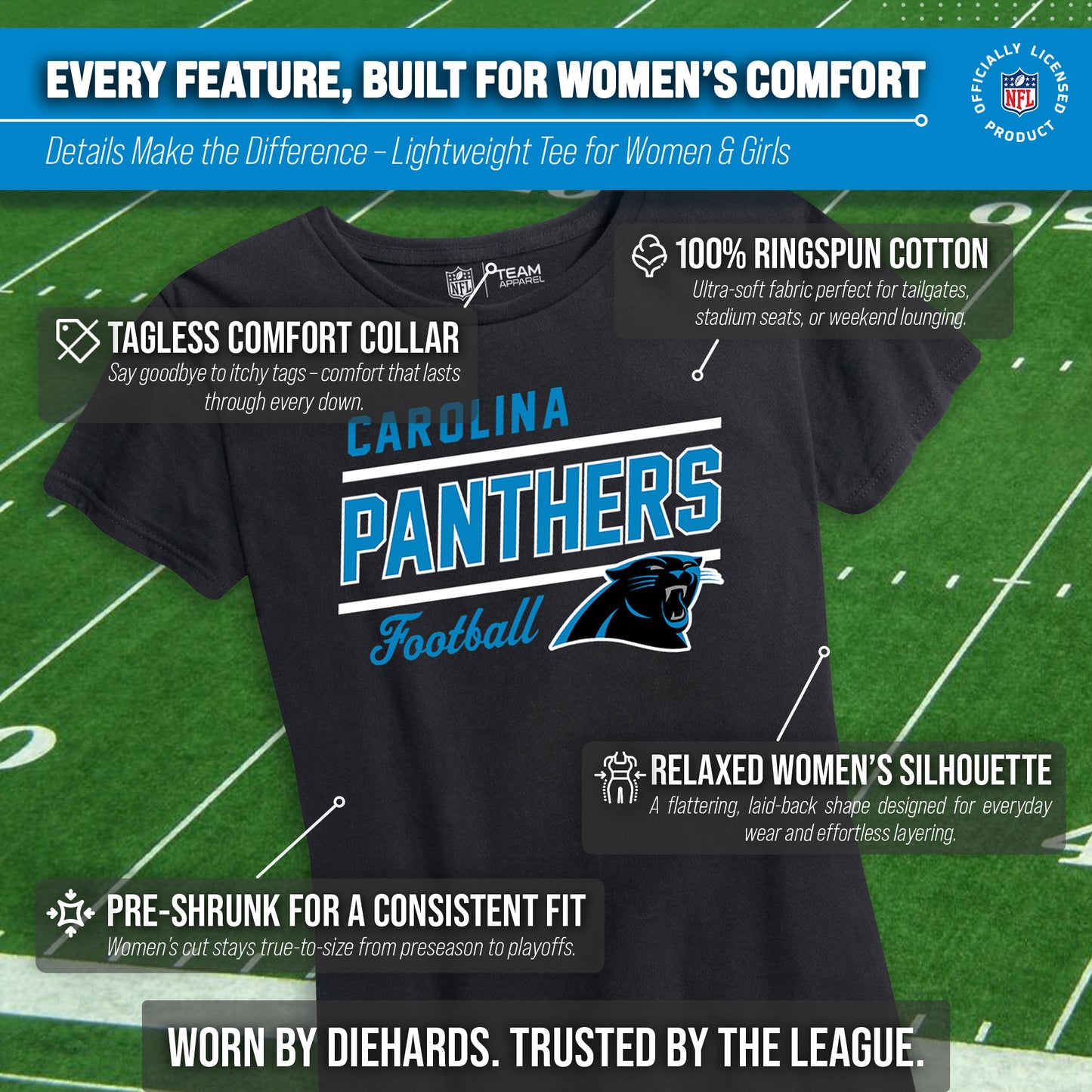 Carolina Panthers NFL Gameday Women's Relaxed Fit T-shirt - Black