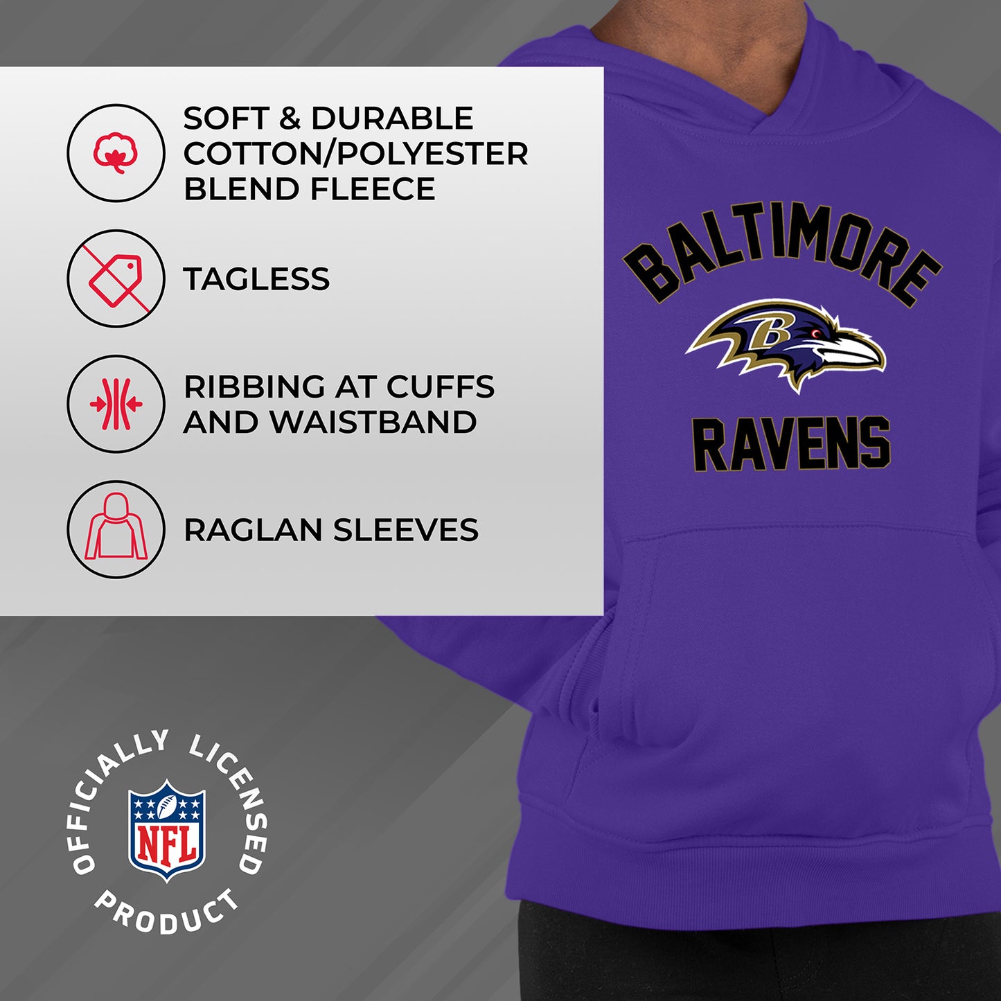 Baltimore Ravens NFL Youth Gameday Hooded Sweatshirt - Purple