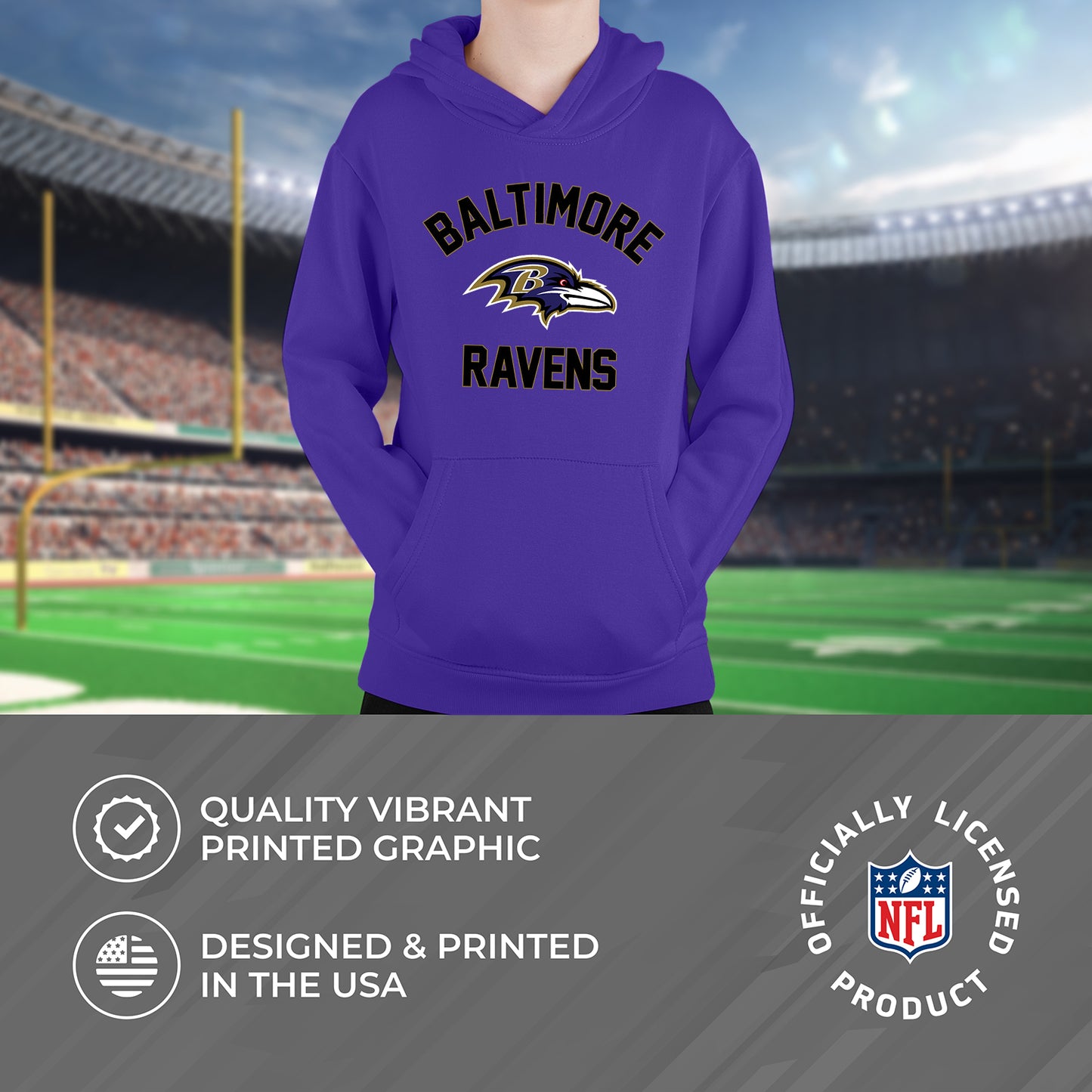 Baltimore Ravens NFL Youth Gameday Hooded Sweatshirt - Purple