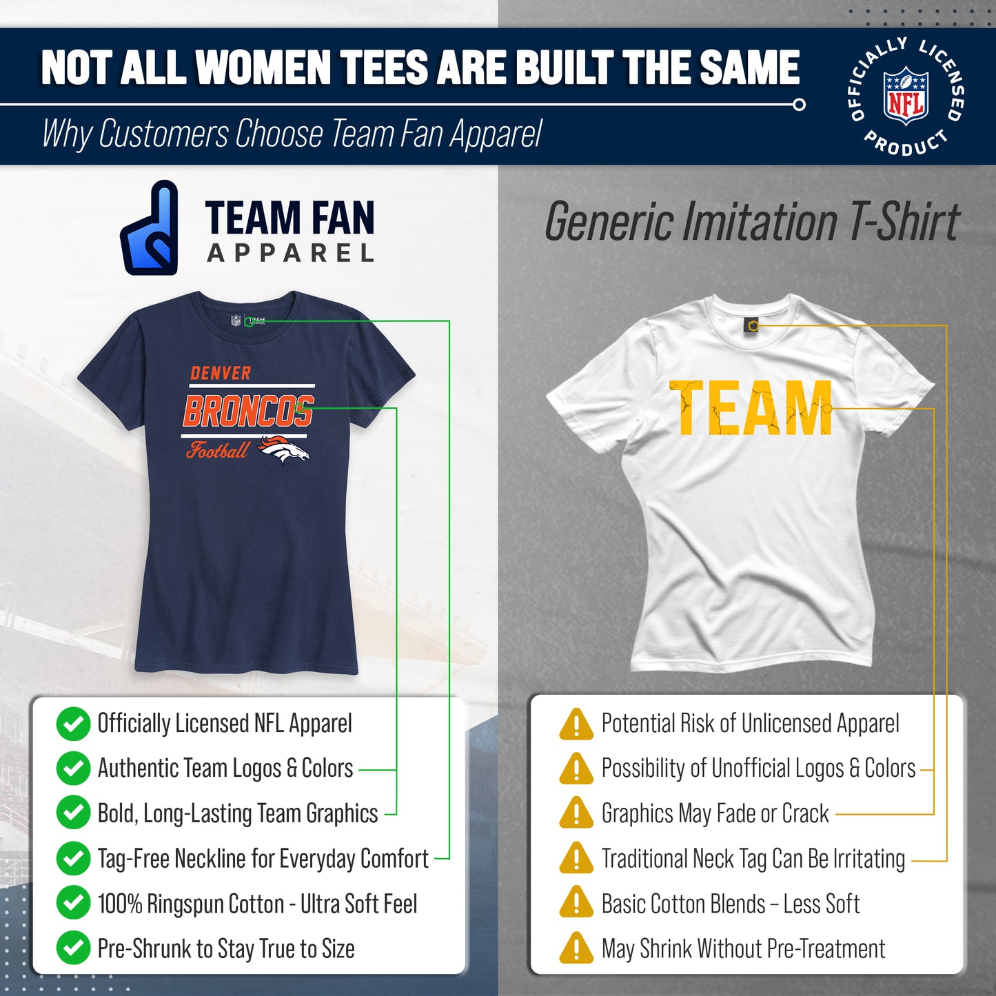 Denver Broncos NFL Gameday Women's Relaxed Fit T-shirt - Navy
