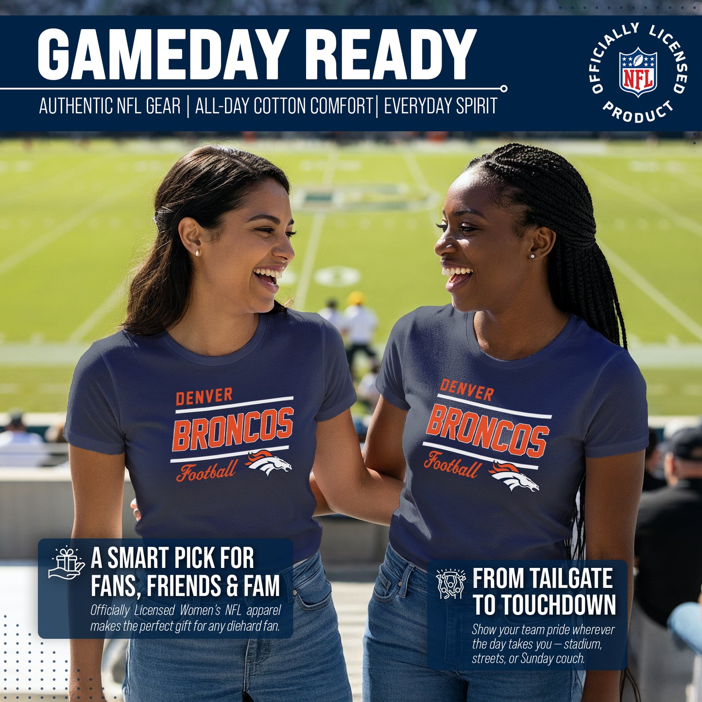 Denver Broncos NFL Gameday Women's Relaxed Fit T-shirt - Navy