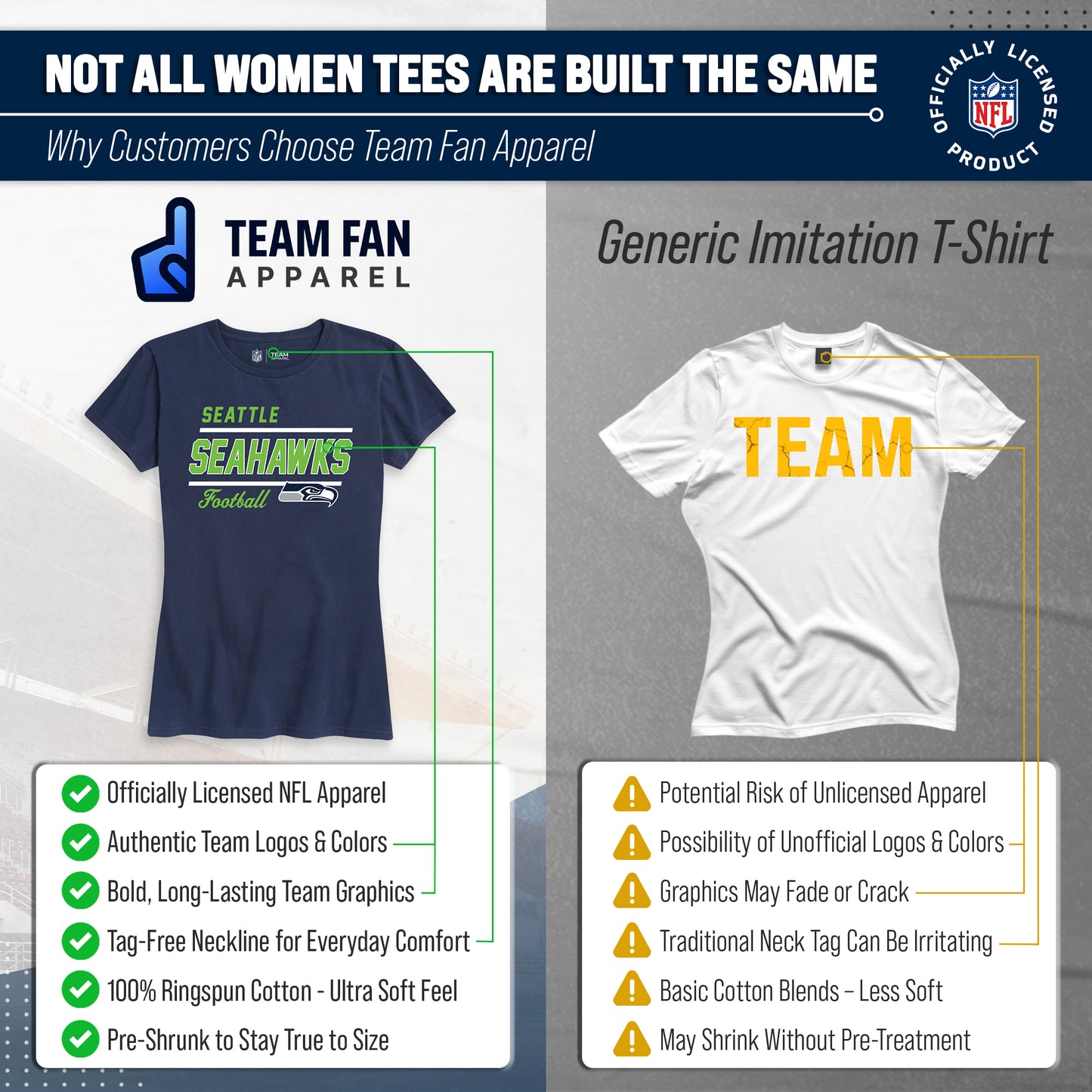 Seattle Seahawks NFL Gameday Women's Relaxed Fit T-shirt - Navy