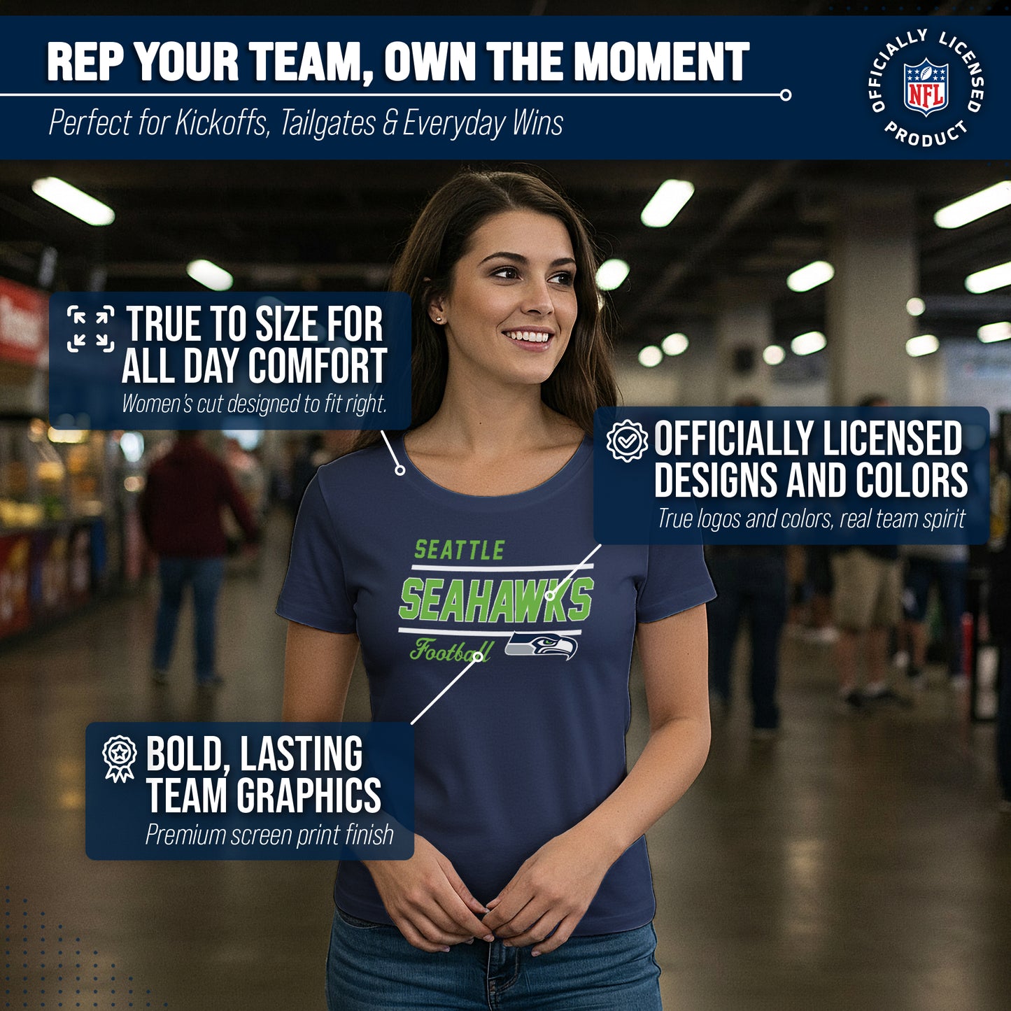 Seattle Seahawks NFL Gameday Women's Relaxed Fit T-shirt - Navy